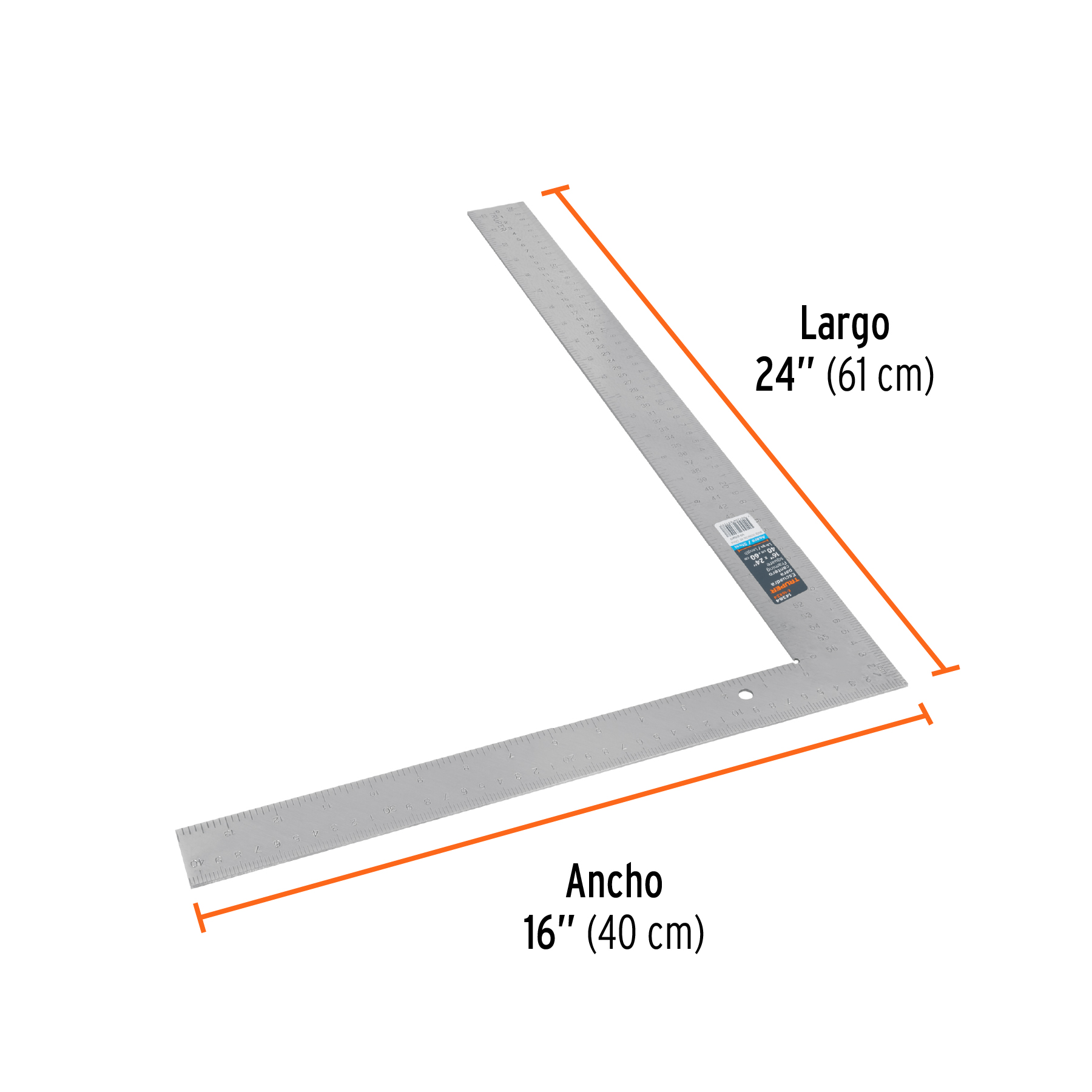 Escuadra 16"x24" de acero para cantero, TRUPER TRUPER