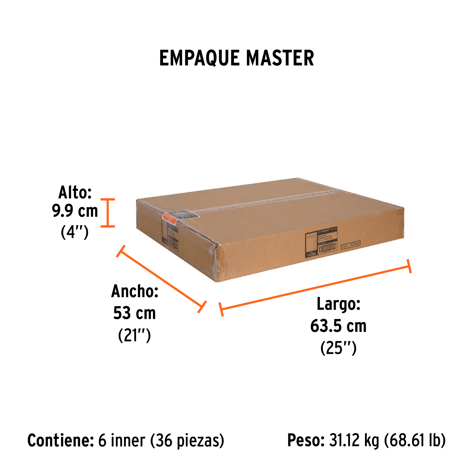 Escuadra 16"x24" de acero para cantero, TRUPER TRUPER