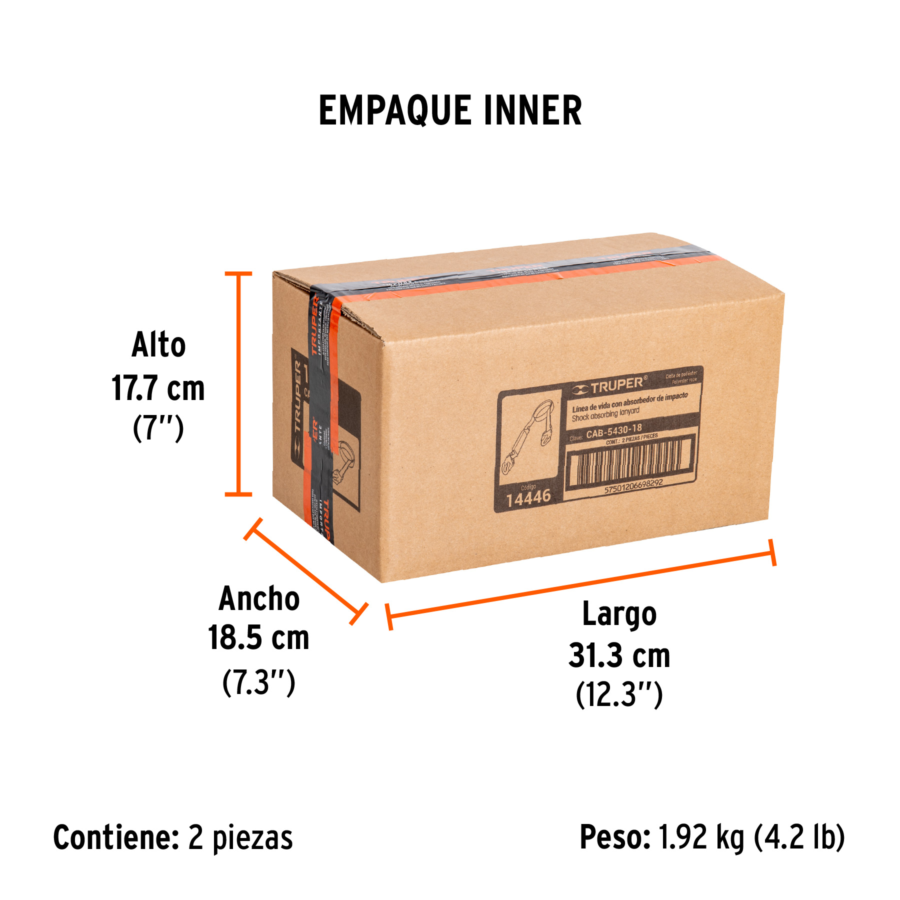 Línea de vida 1.8 m cinta poliéster con absorbedor impacto TRUPER