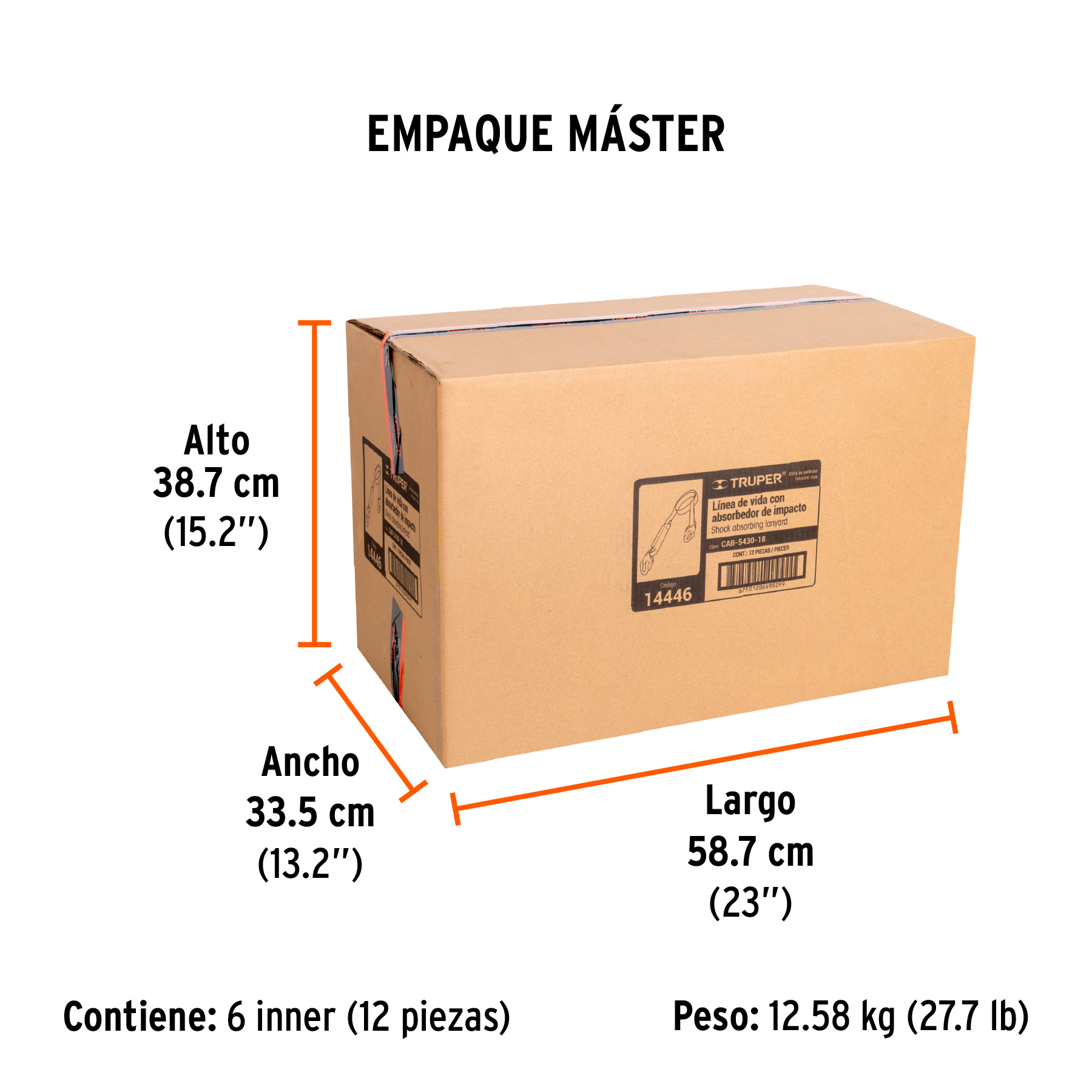 Línea de vida 1.8 m cinta poliéster con absorbedor impacto TRUPER