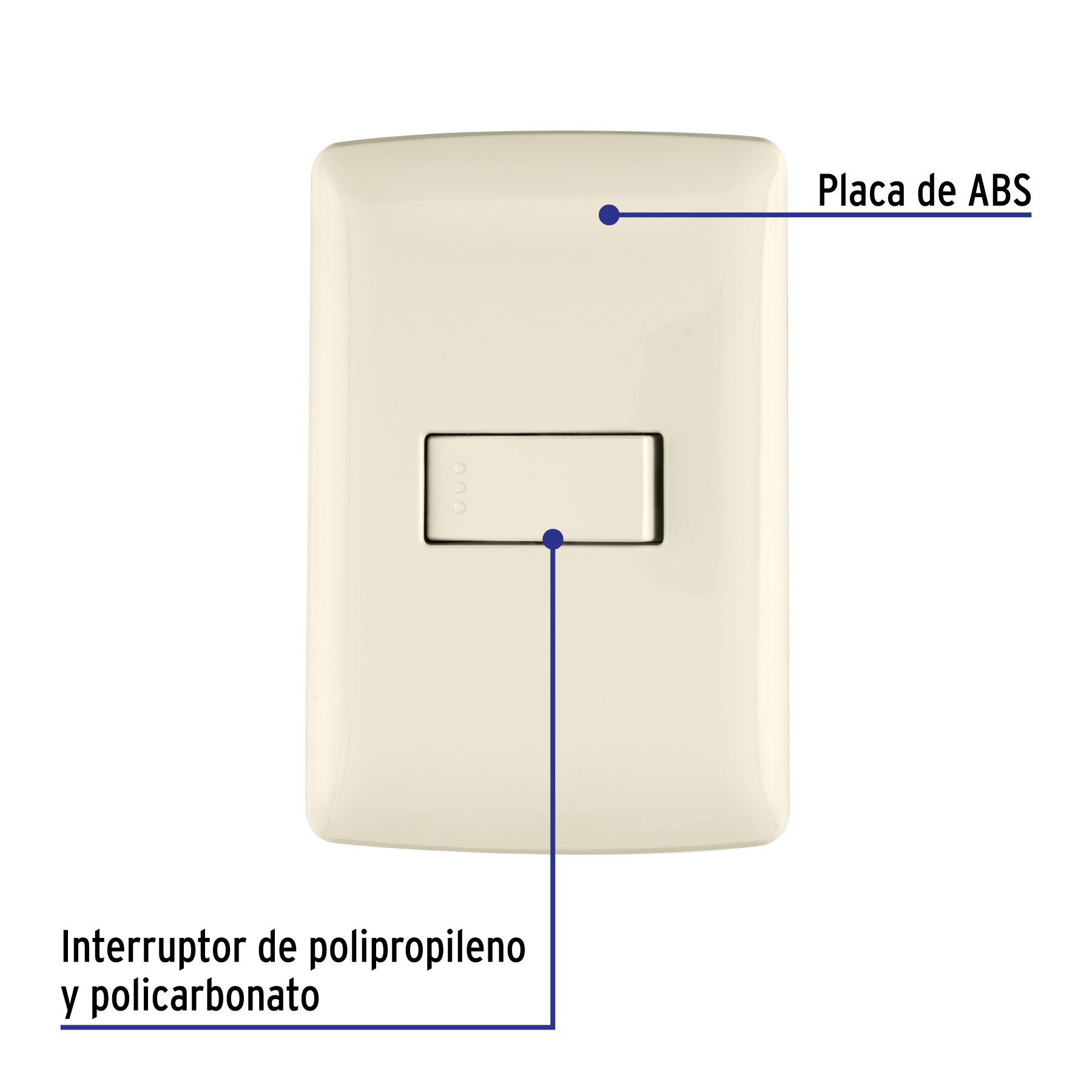 Placa armada 1 interruptor sencillo, marfil, línea Italiana TRUPER