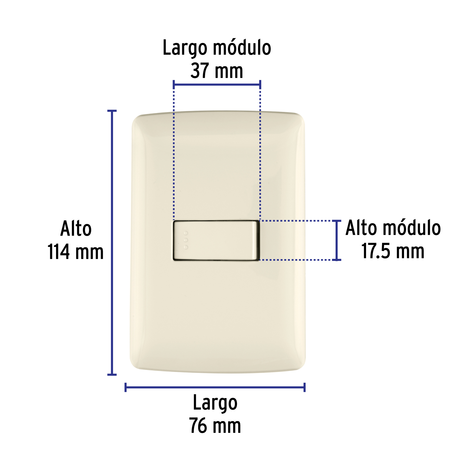 Placa armada 1 interruptor sencillo, marfil, línea Italiana TRUPER