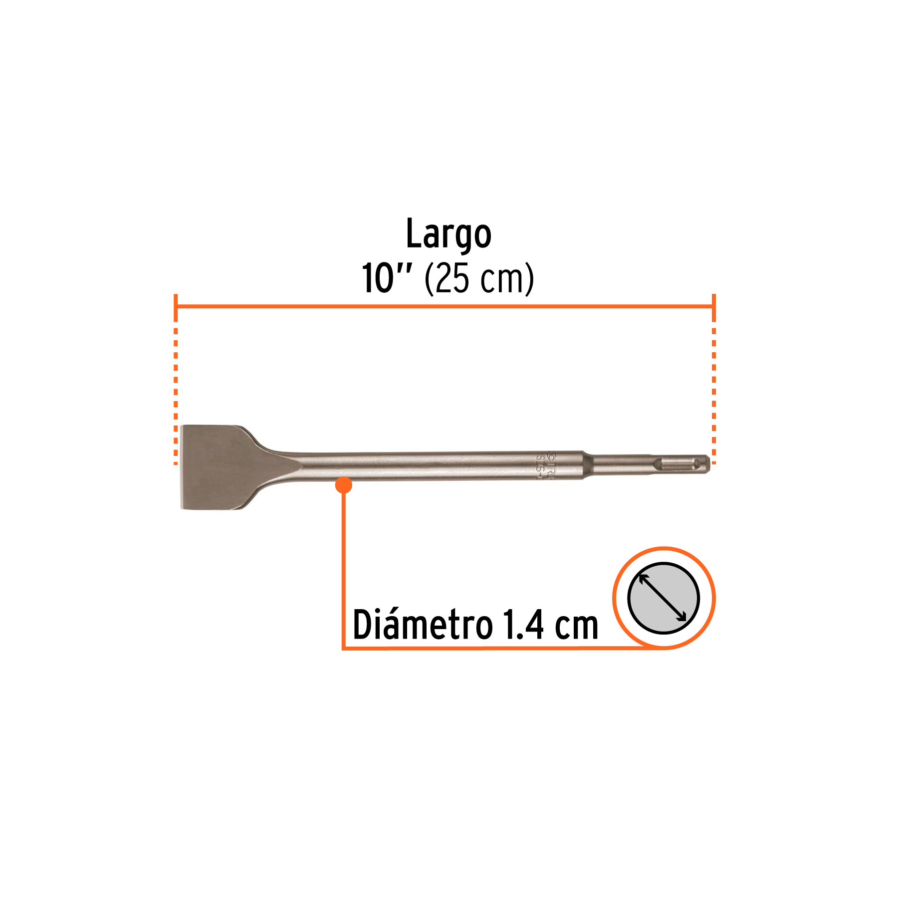 Cincel plano grueso SDS Plus 1-1/2" x 10", TRUPER TRUPER