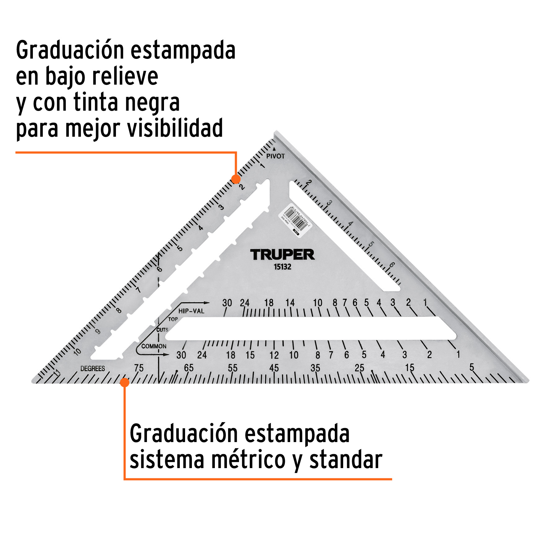 Escuadra 12" de aluminio para muros de yeso, TRUPER TRUPER