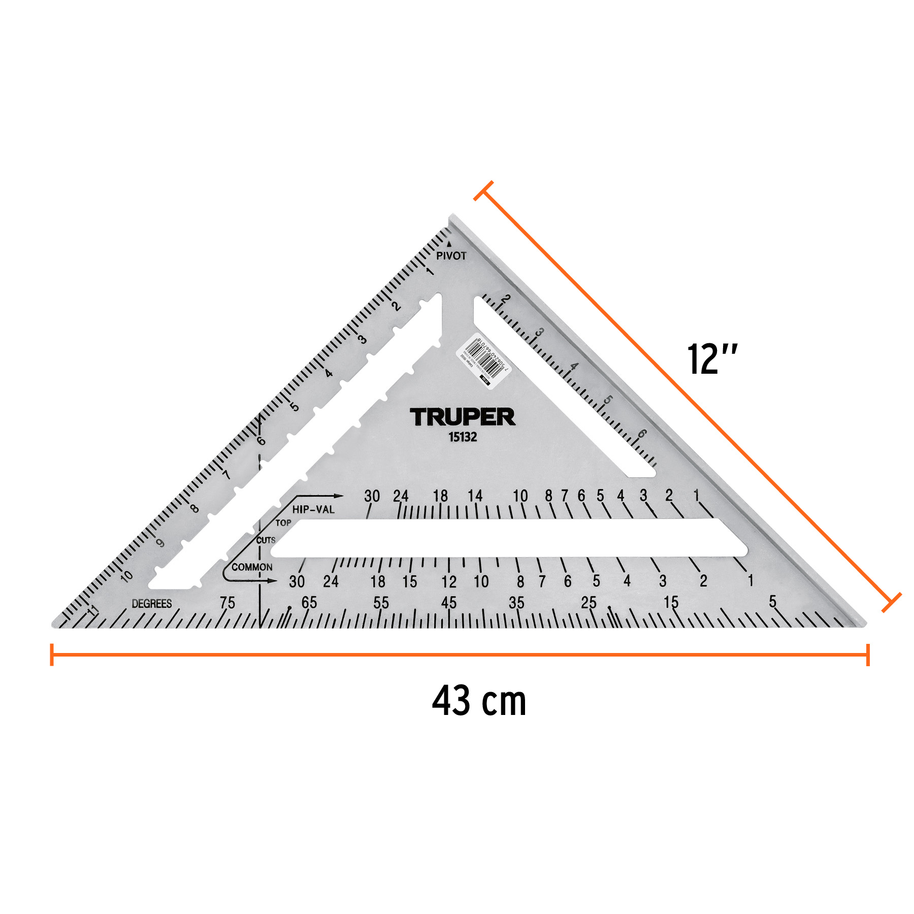 Escuadra 12" de aluminio para muros de yeso, TRUPER TRUPER