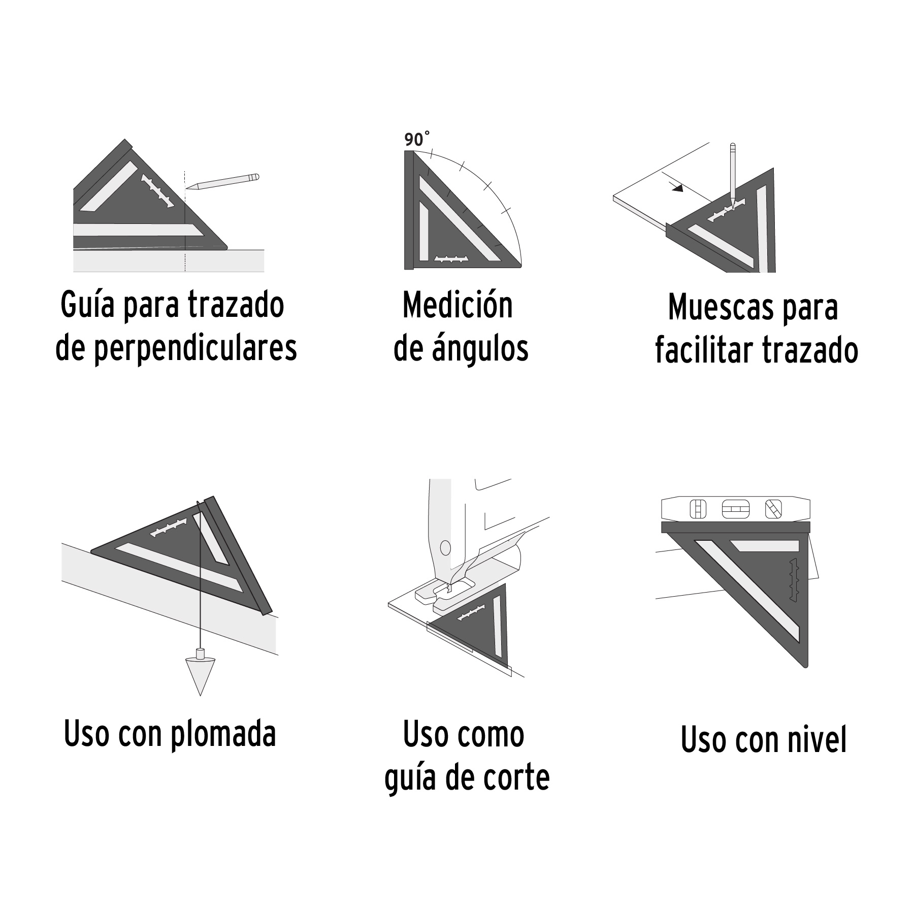 Escuadra 12" de aluminio para muros de yeso, TRUPER TRUPER