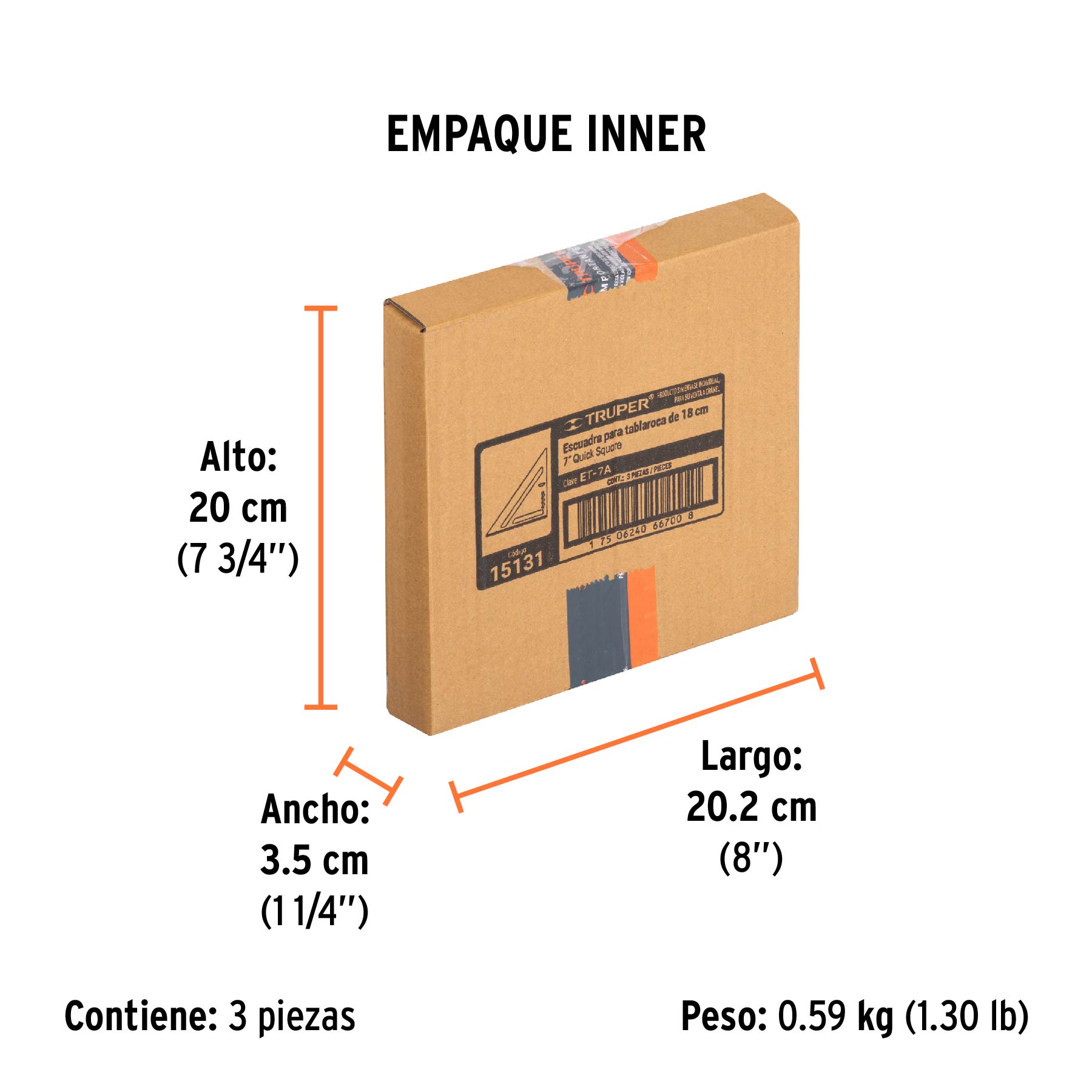 Escuadra 7" de aluminio para muros de yeso, TRUPER TRUPER