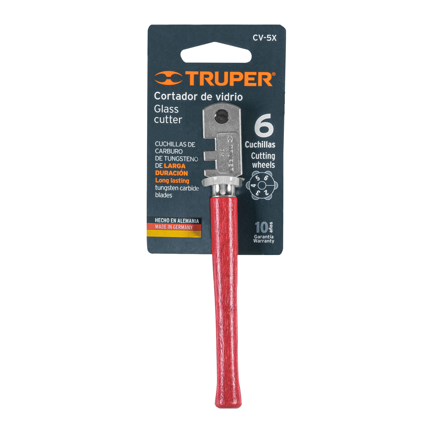 Cortador de vidrio 5" con 6 cuchillas, TRUPER TRUPER
