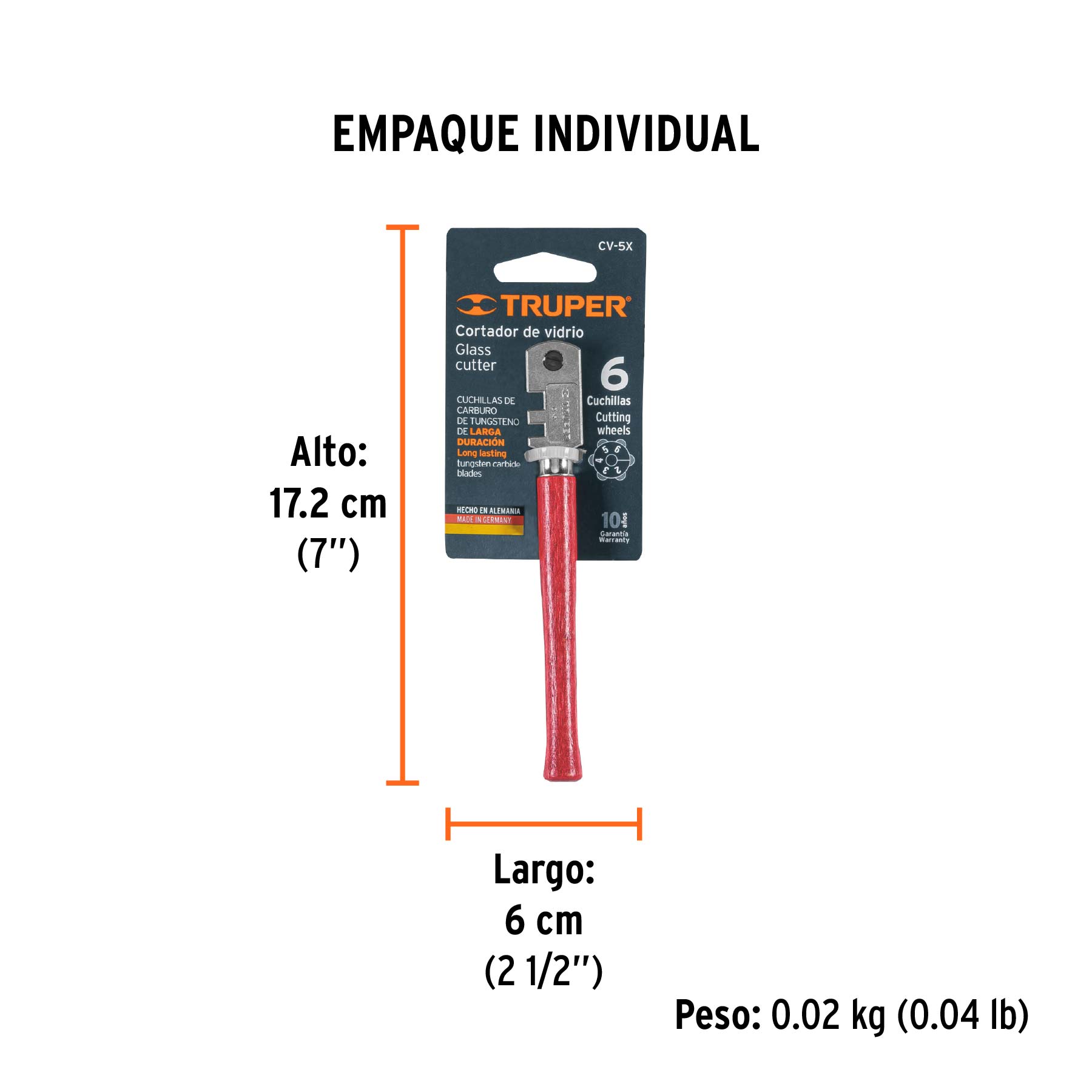 Cortador de vidrio 5" con 6 cuchillas, TRUPER TRUPER