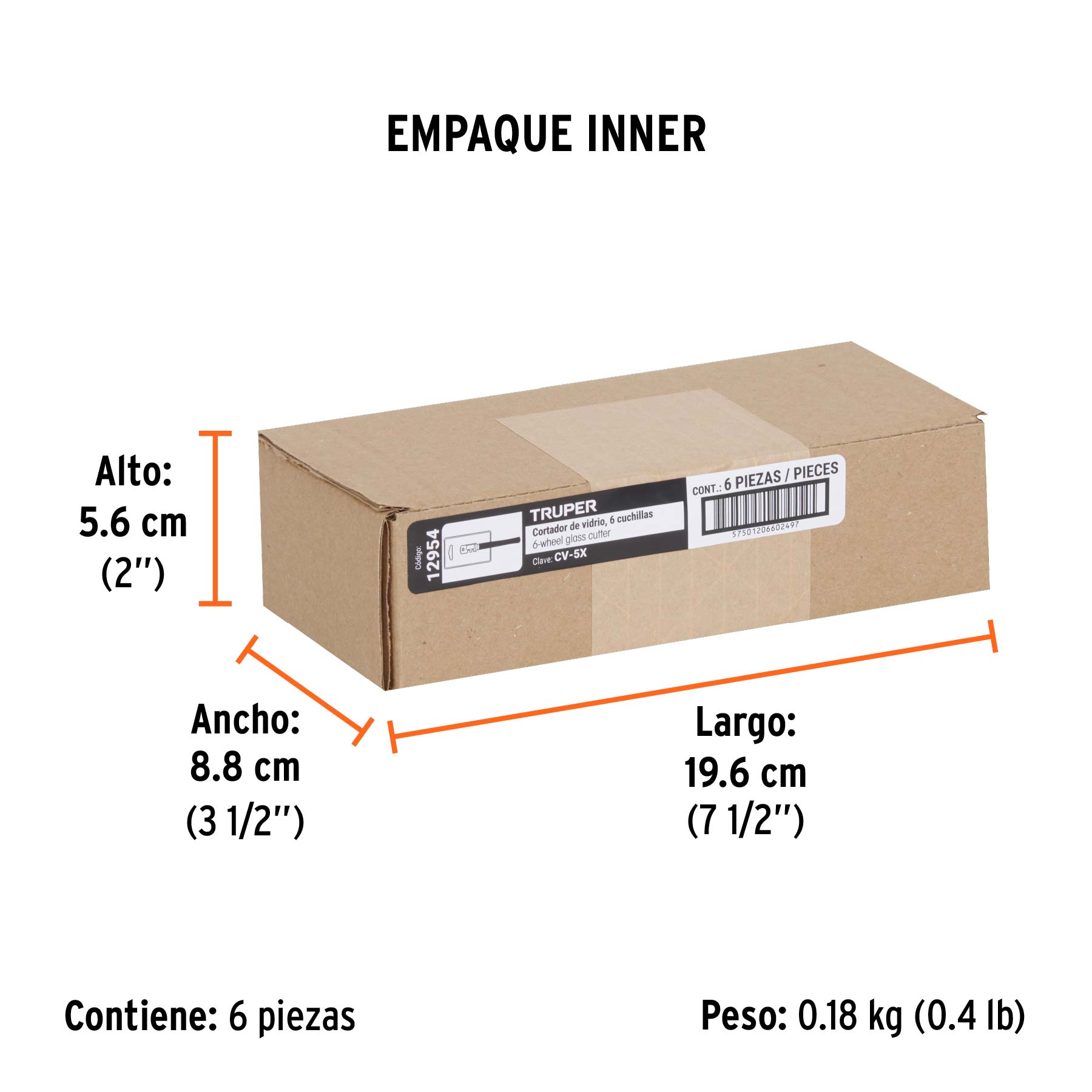 Cortador de vidrio 5" con 6 cuchillas, TRUPER TRUPER