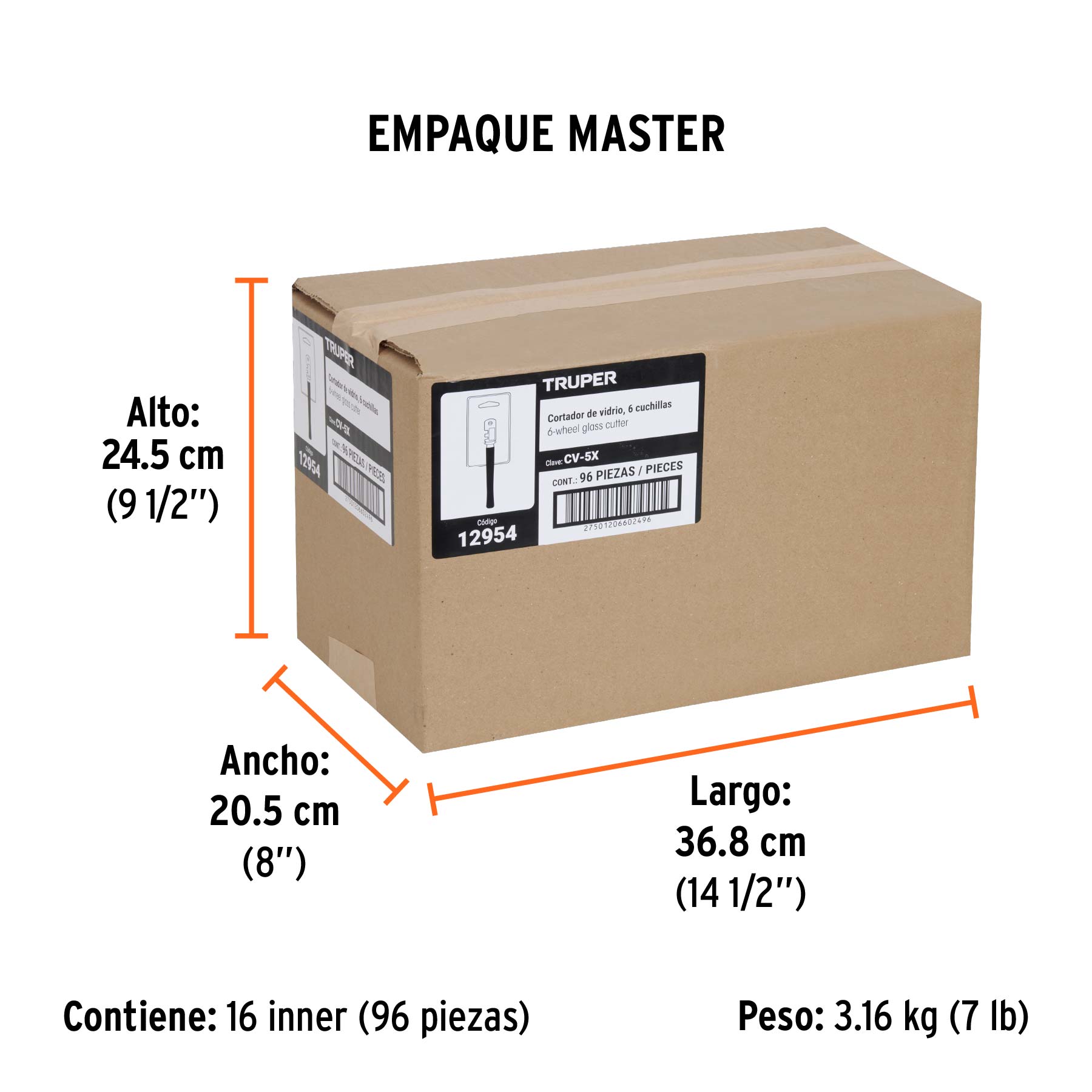 Cortador de vidrio 5" con 6 cuchillas, TRUPER TRUPER