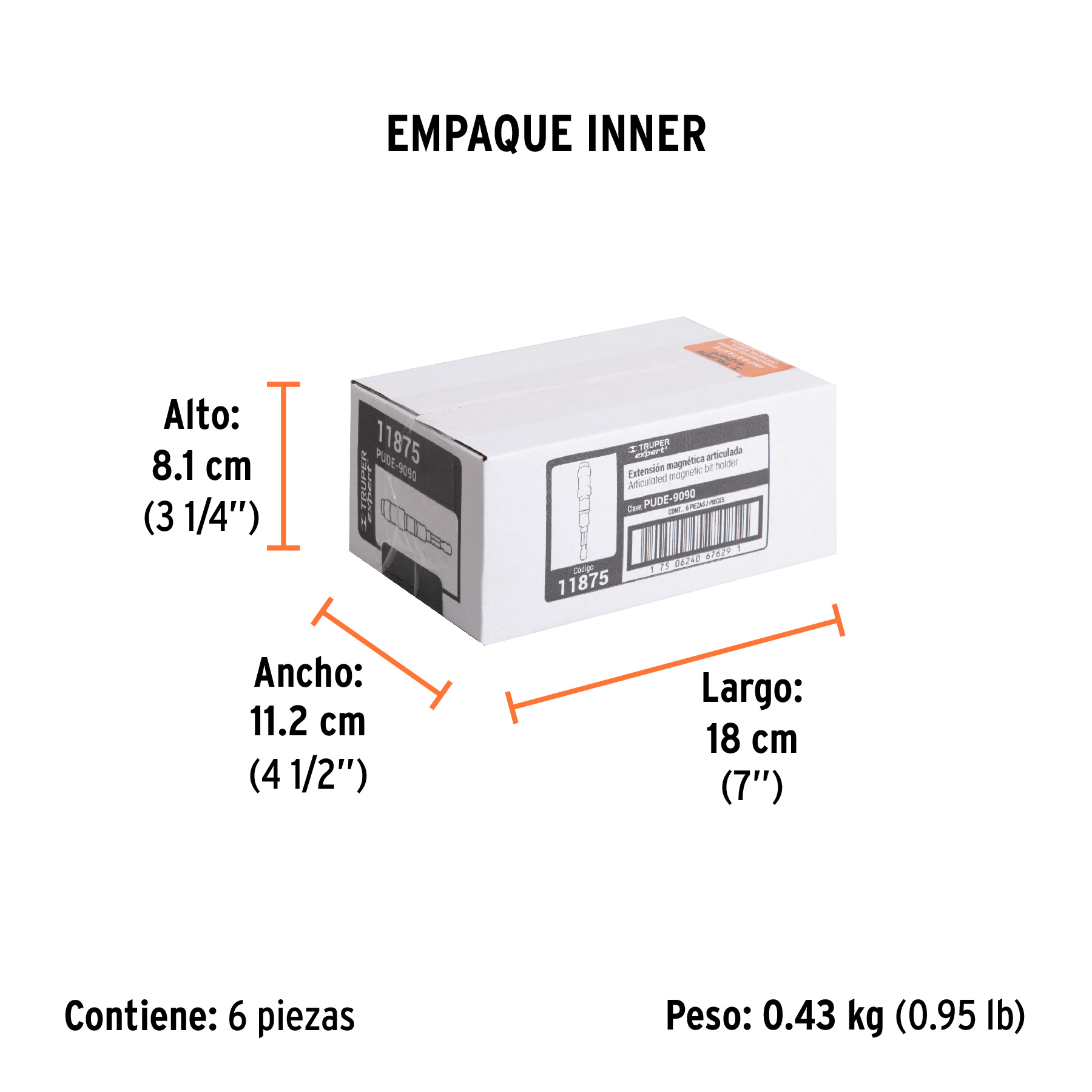Extensión magnética articulada 3 1/2", para puntas, EXPERT TRUPER