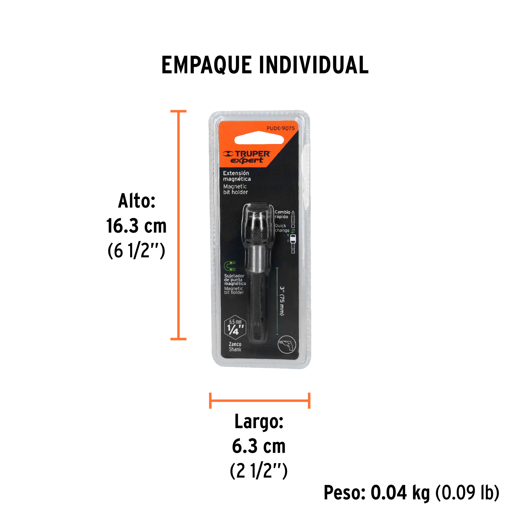 Extensión magnética 3', para puntas, cambio rápido, EXPERT TRUPER