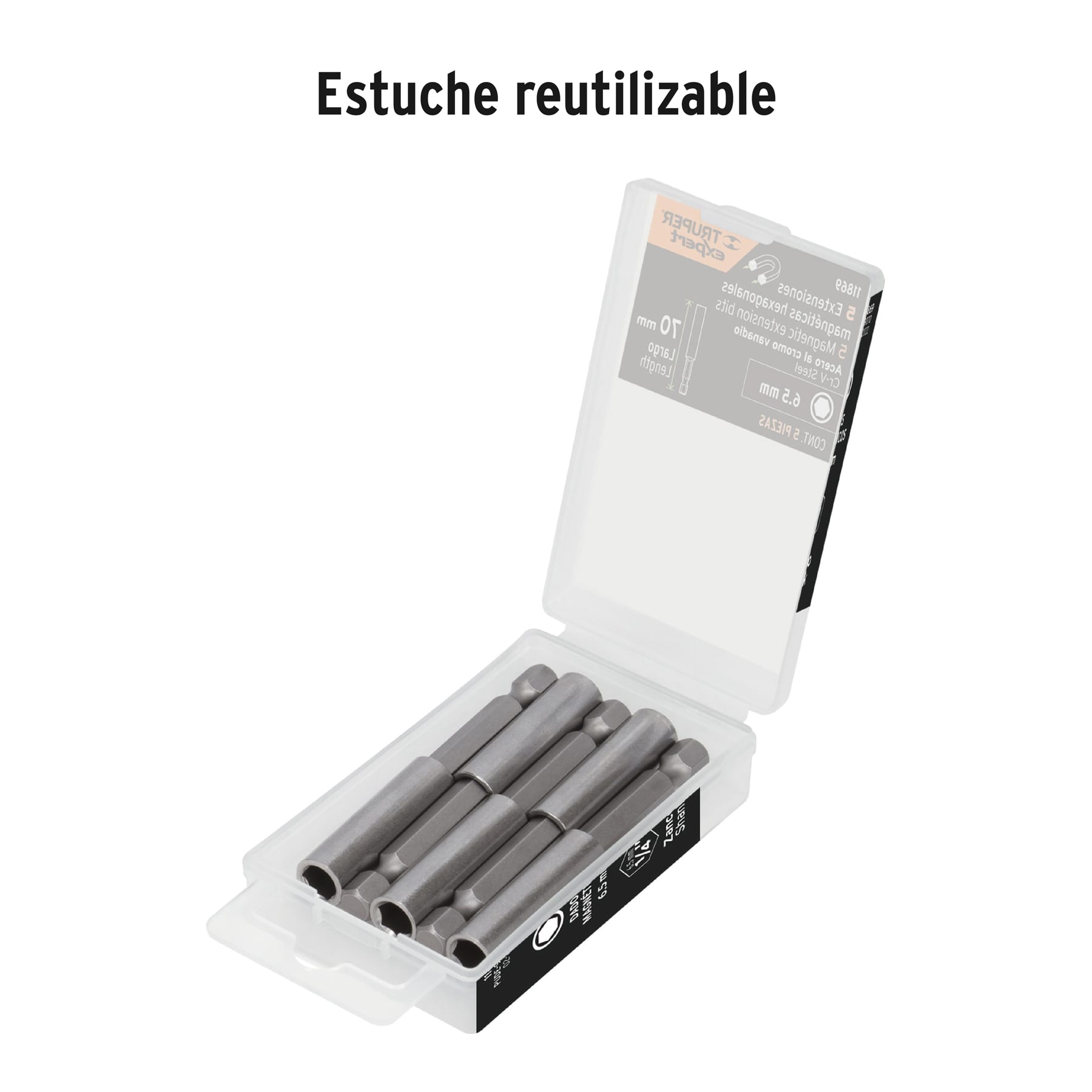 Estuche con 5 extensiones de 70 mm, magnéticas, EXPERT TRUPER