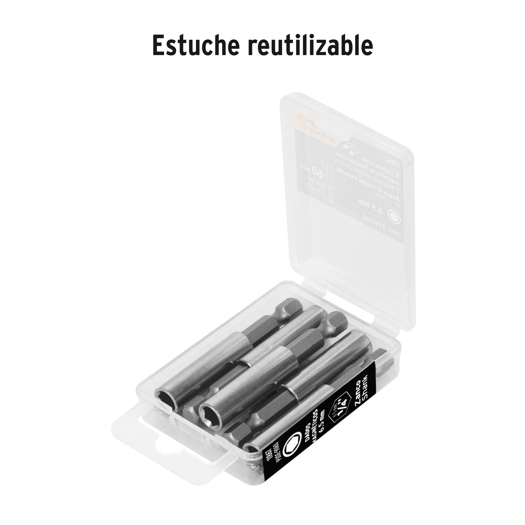 Estuche con 5 extensiones de 60 mm, magnéticas, EXPERT TRUPER