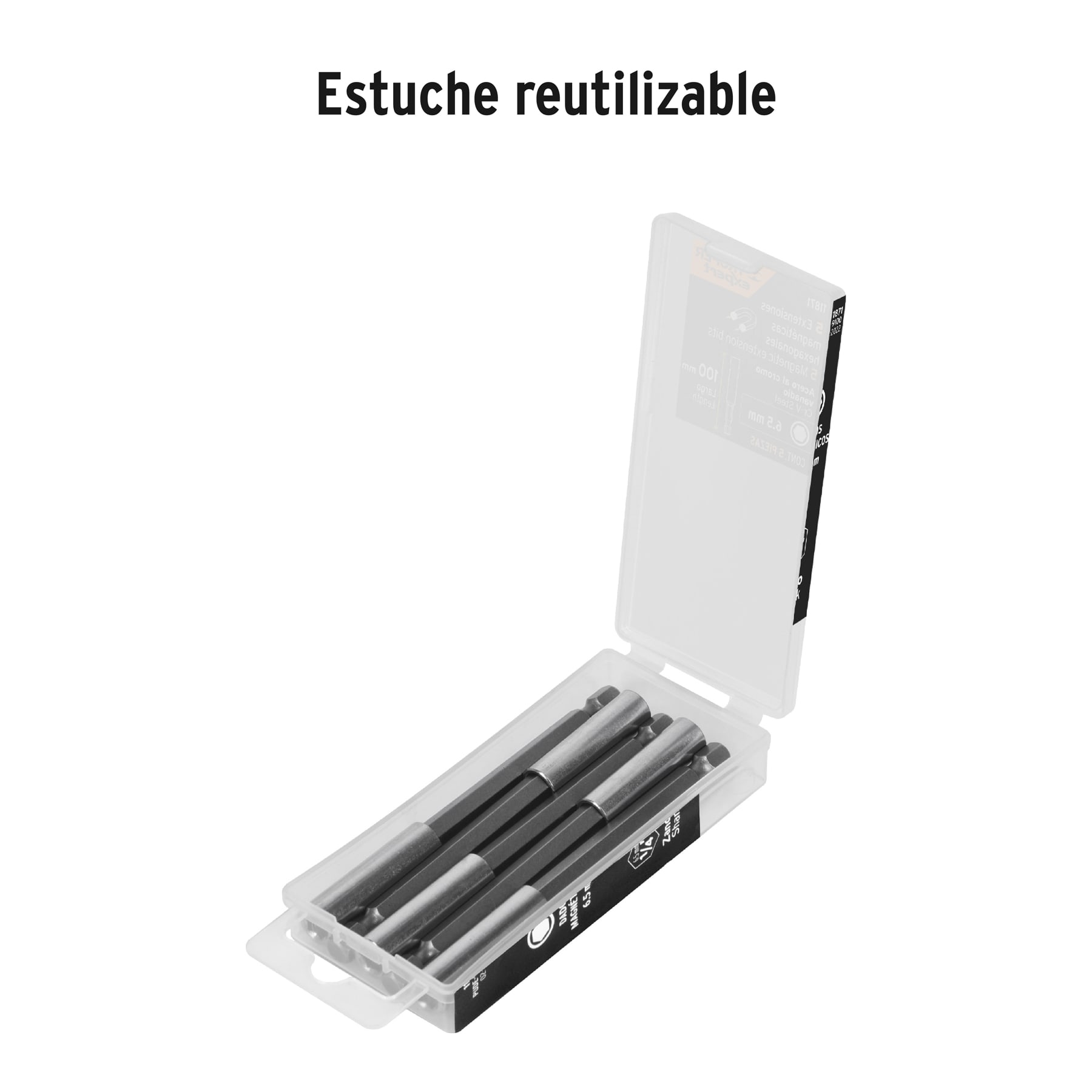 Estuche con 5 extensiones de 100 mm, magnéticas, EXPERT TRUPER