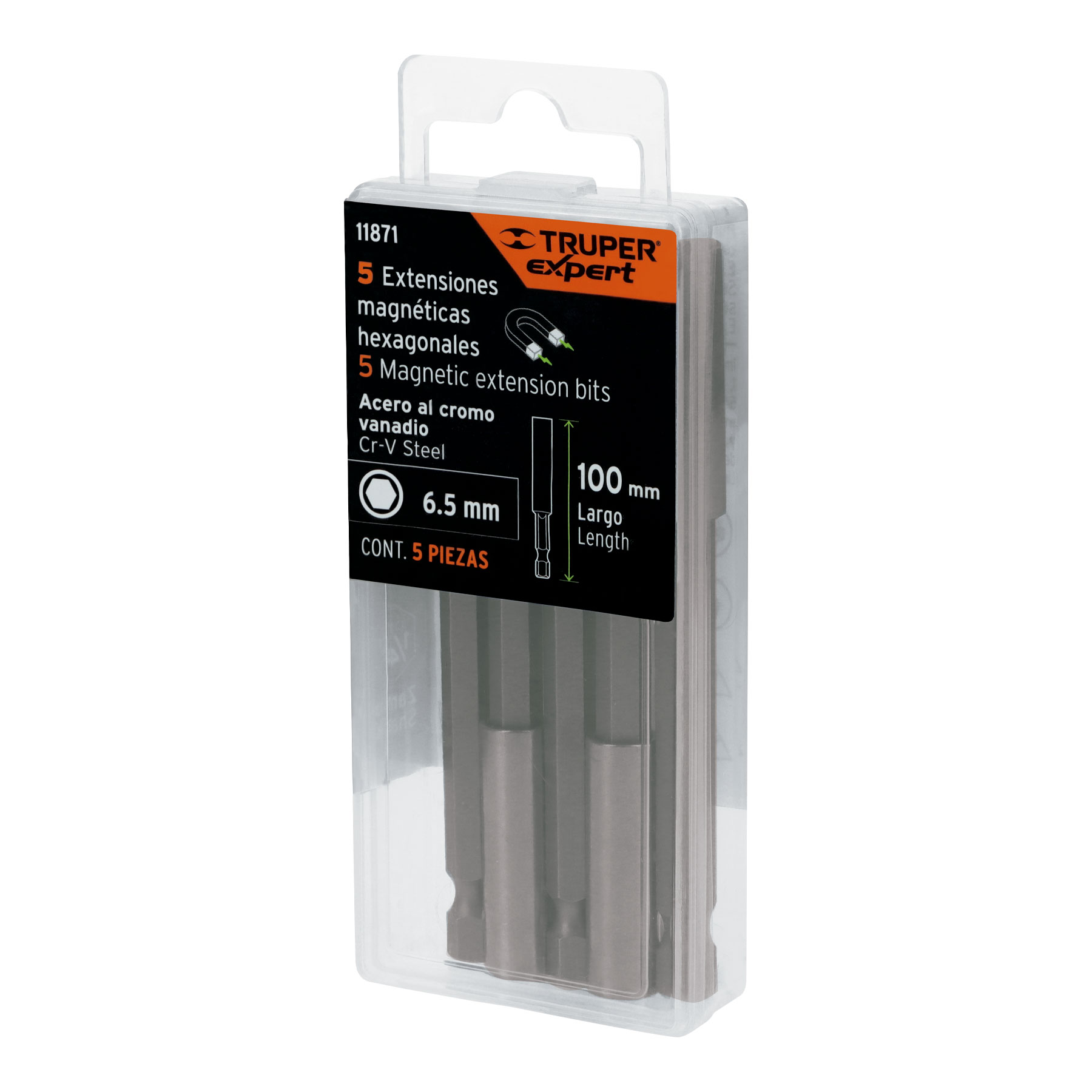 Estuche con 5 extensiones de 100 mm, magnéticas, EXPERT TRUPER
