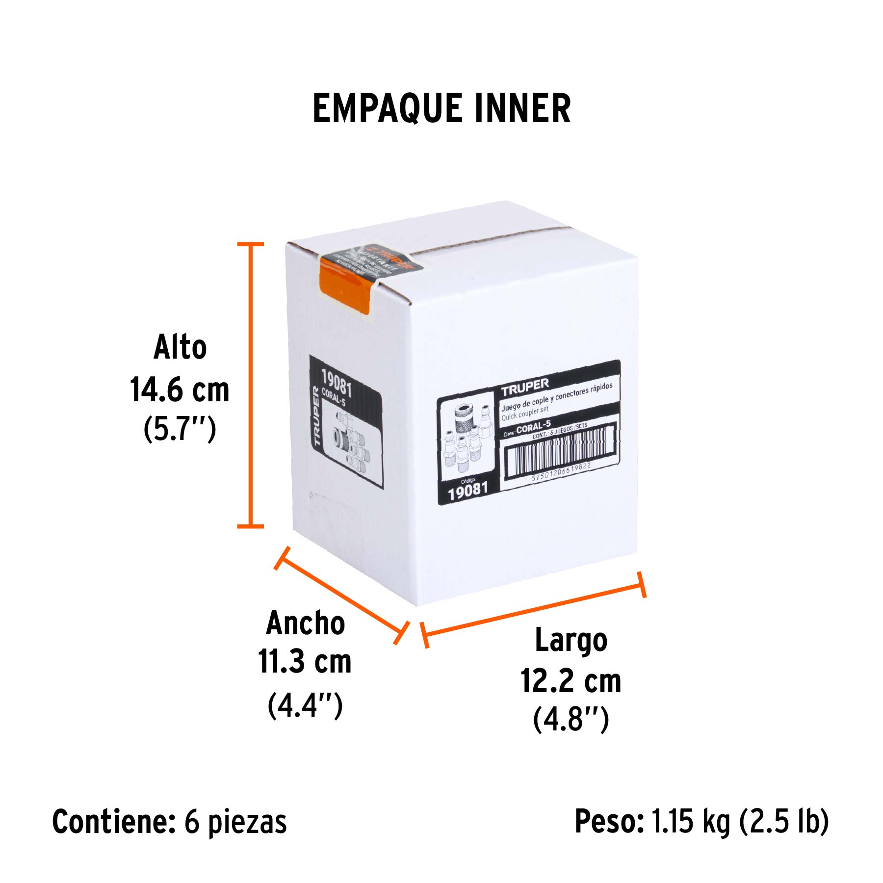 Juego de 4 conectores rápidos y 1 cople, de latón, TRUPER TRUPER