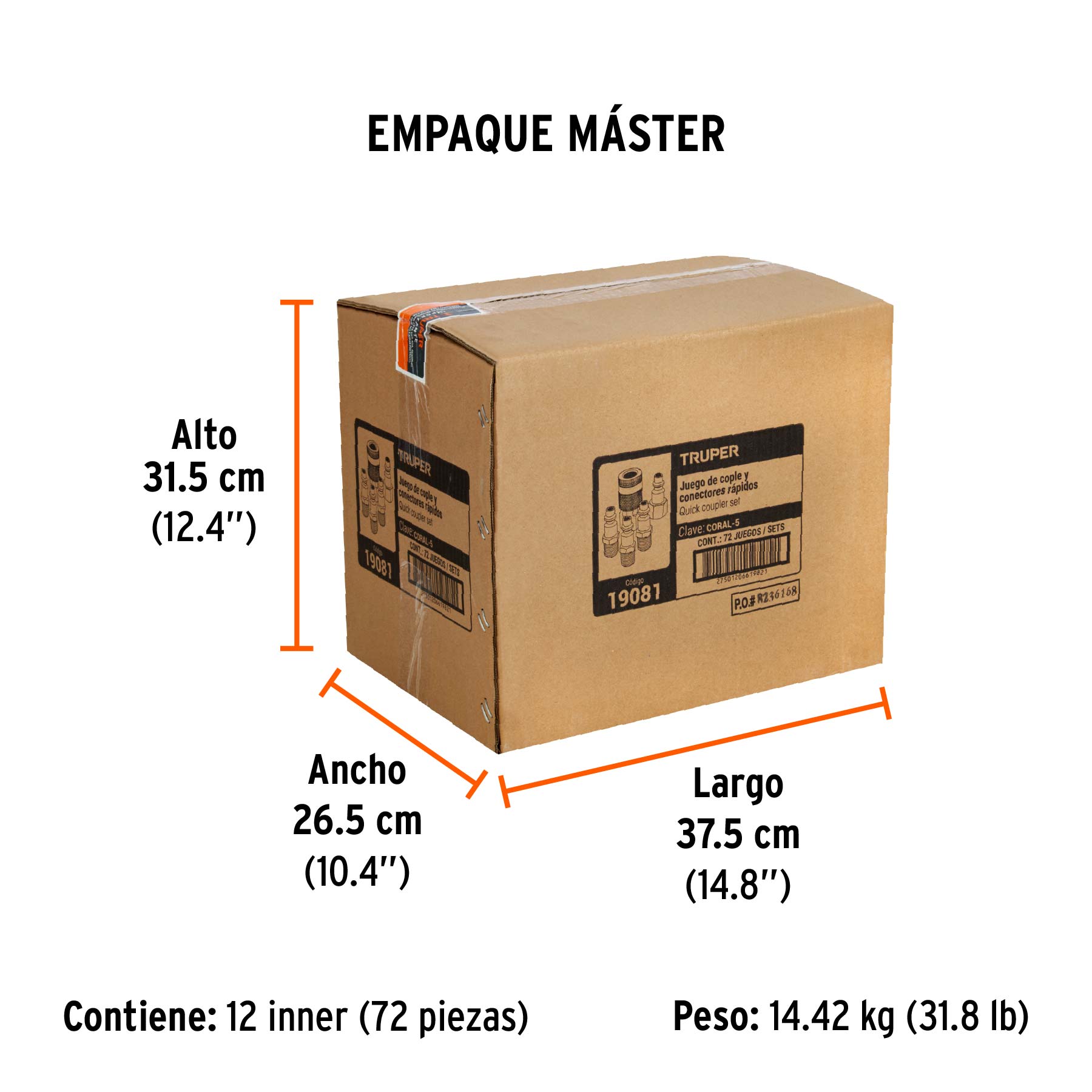 Juego de 4 conectores rápidos y 1 cople, de latón, TRUPER TRUPER