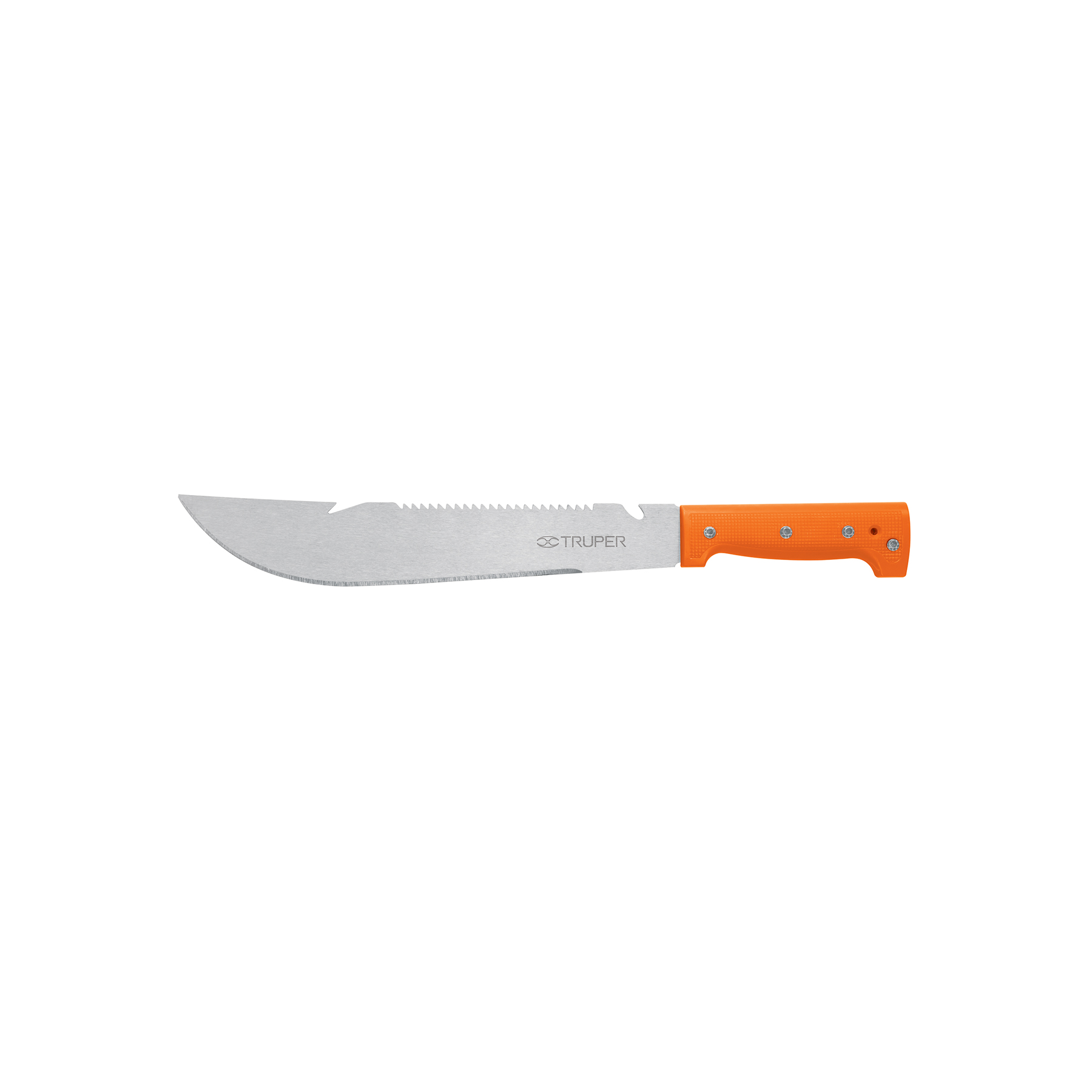 Machete rambo 12",cacha remachada naranja, con funda, TRUPER TRUPER