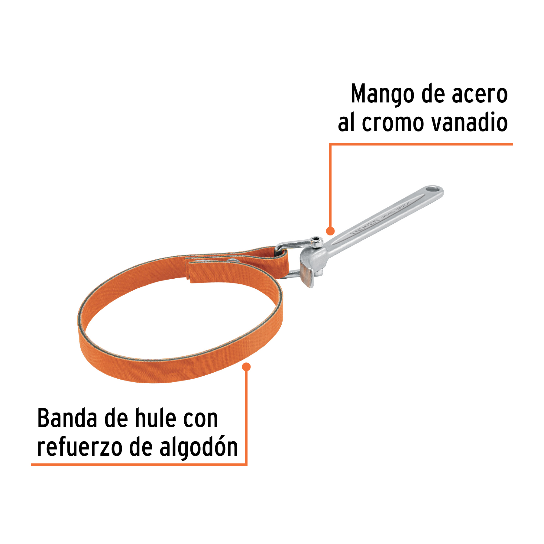 Llave de banda de hule 1-1/2" a 6-1/2" para filtro de aceite TRUPER