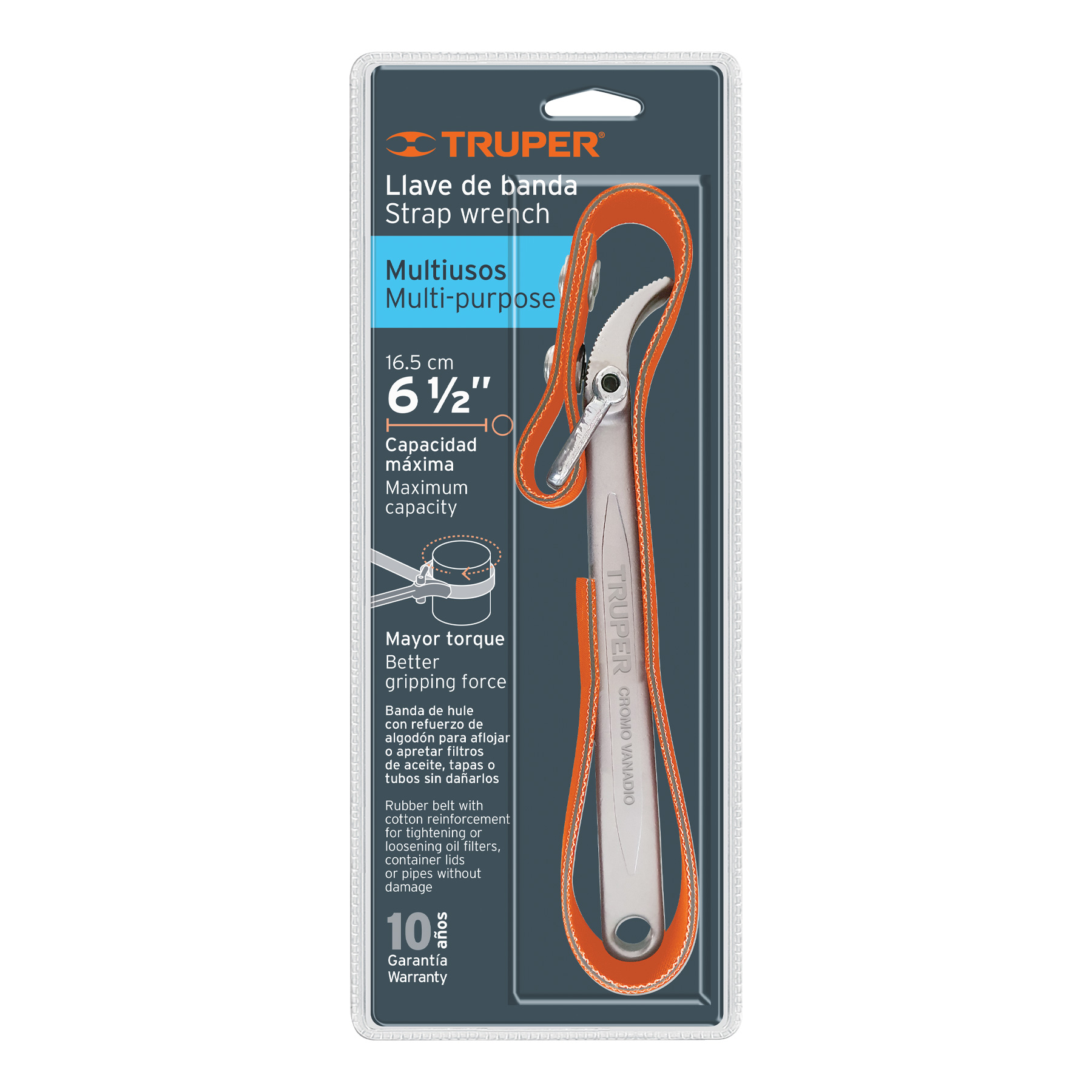 Llave de banda de hule 1-1/2" a 6-1/2" para filtro de aceite TRUPER