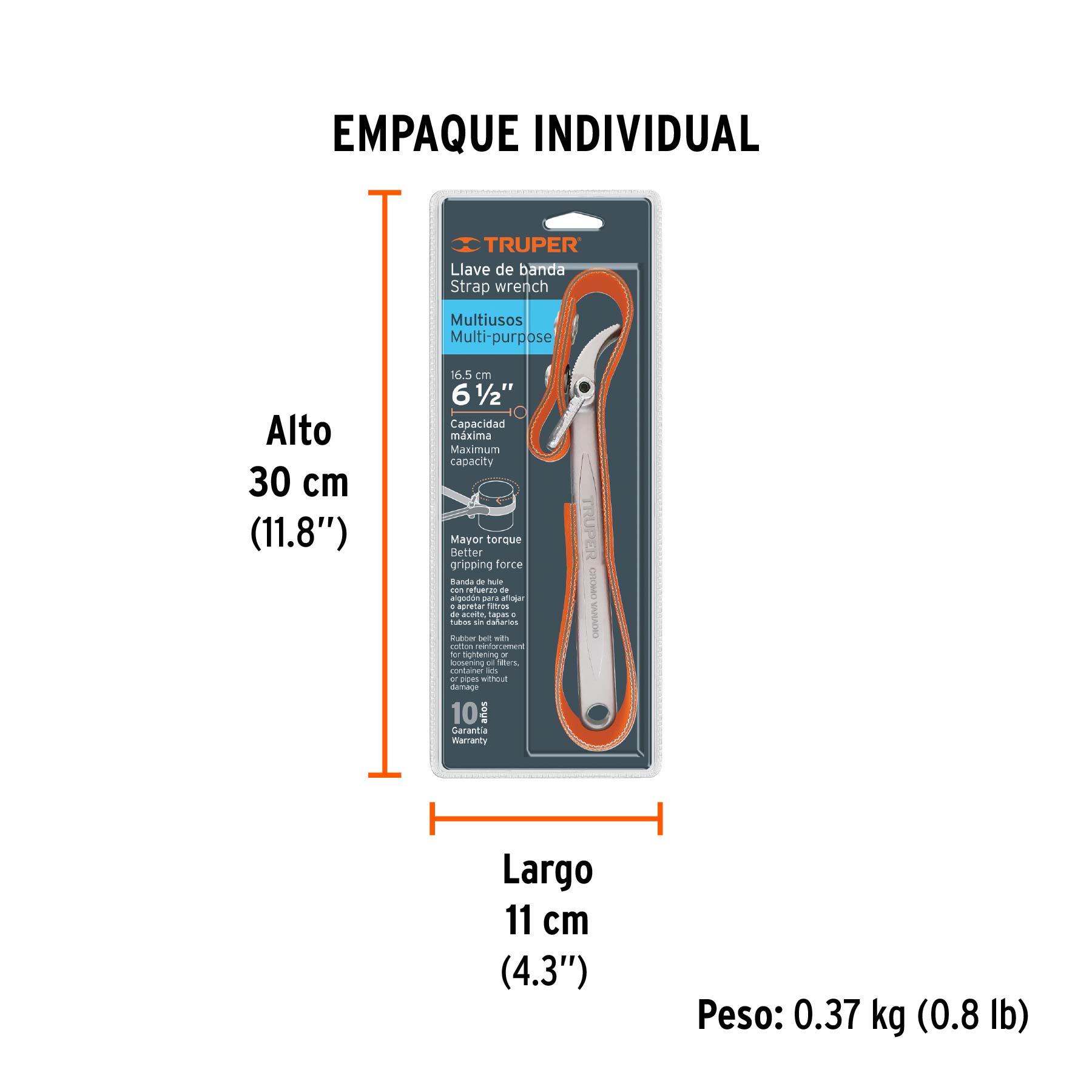 Llave de banda de hule 1-1/2" a 6-1/2" para filtro de aceite TRUPER