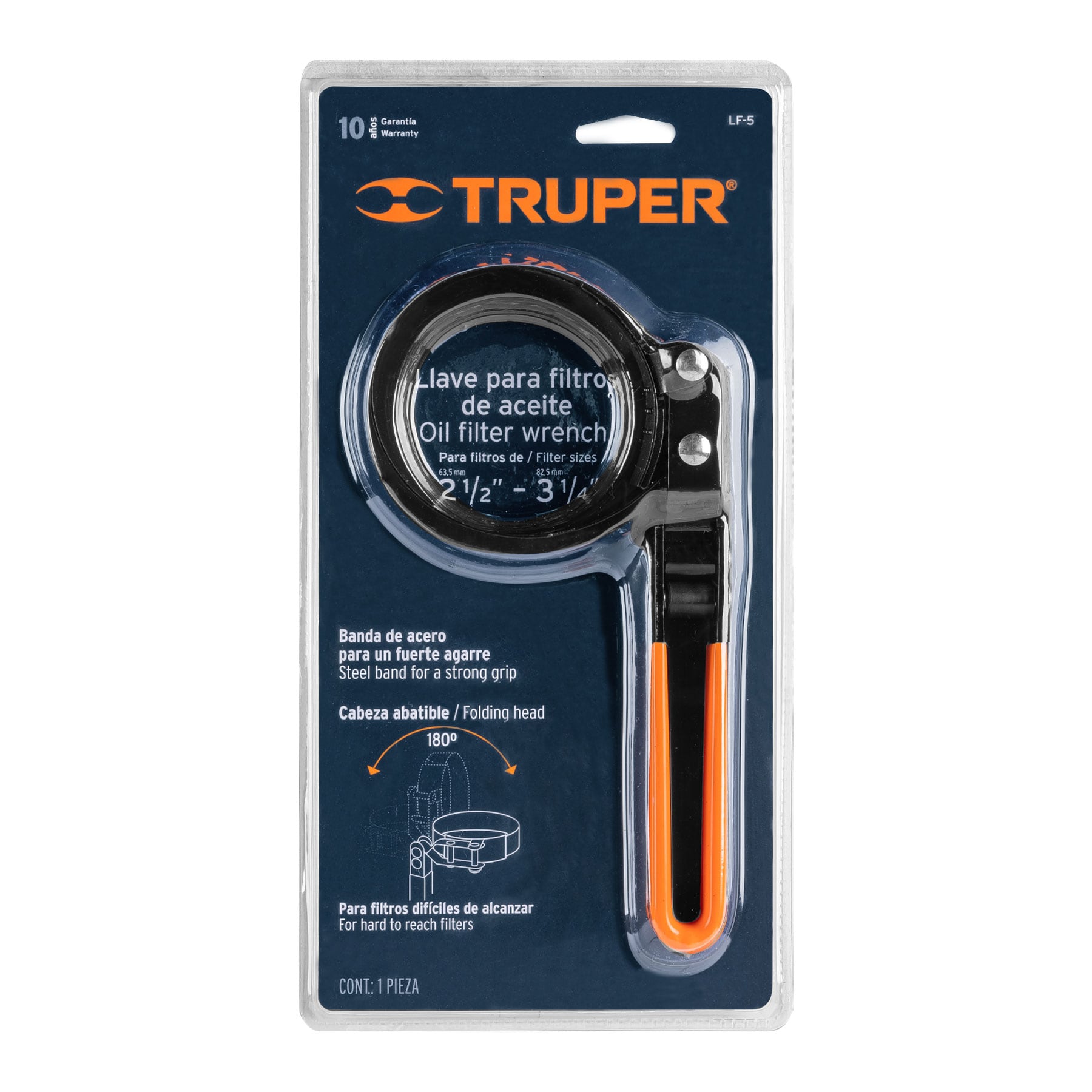 Llave de banda metálica 2-1/2 a 3-1/4" para filtro de aceite TRUPER