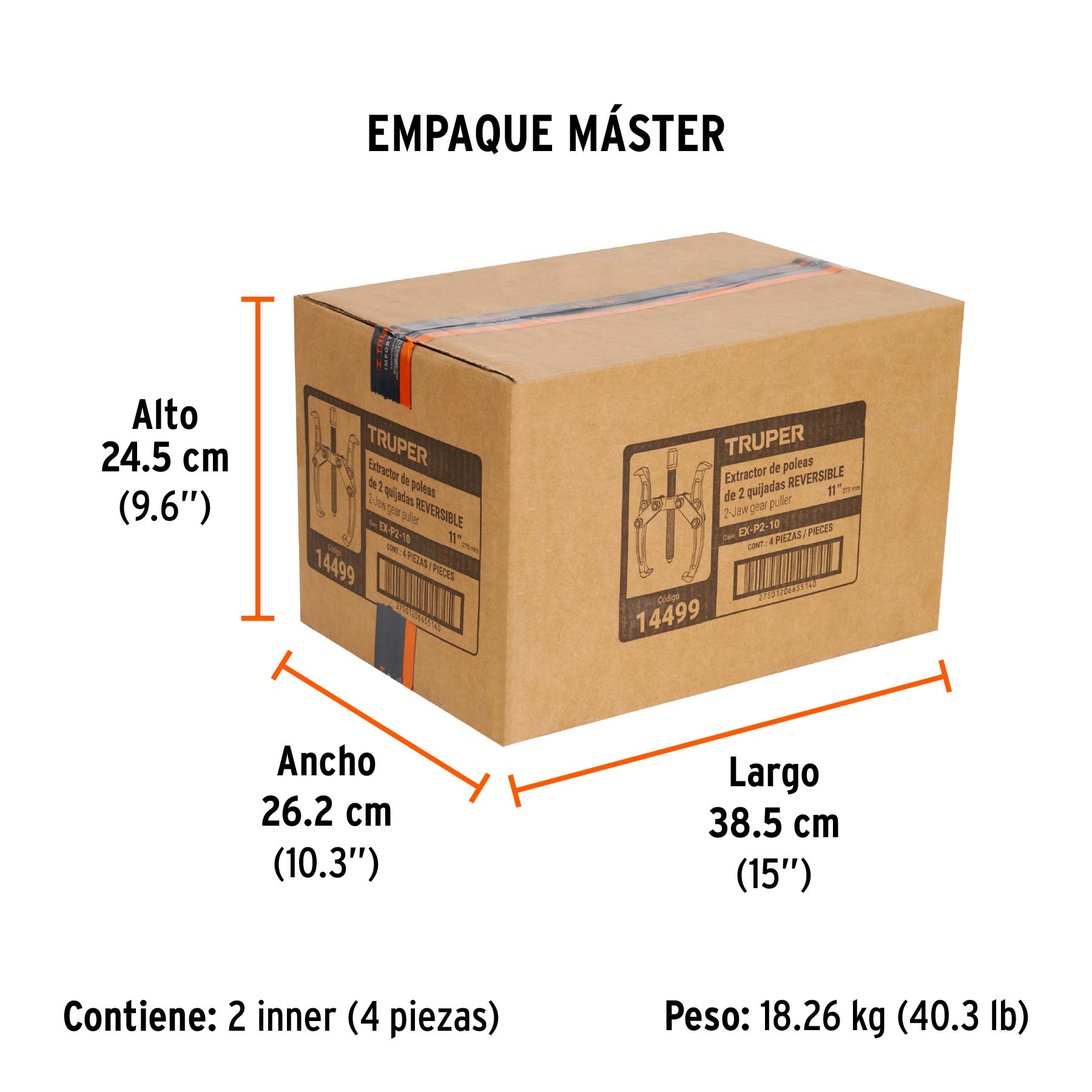 Extractor de poleas, 2 quijadas, 10", TRUPER TRUPER