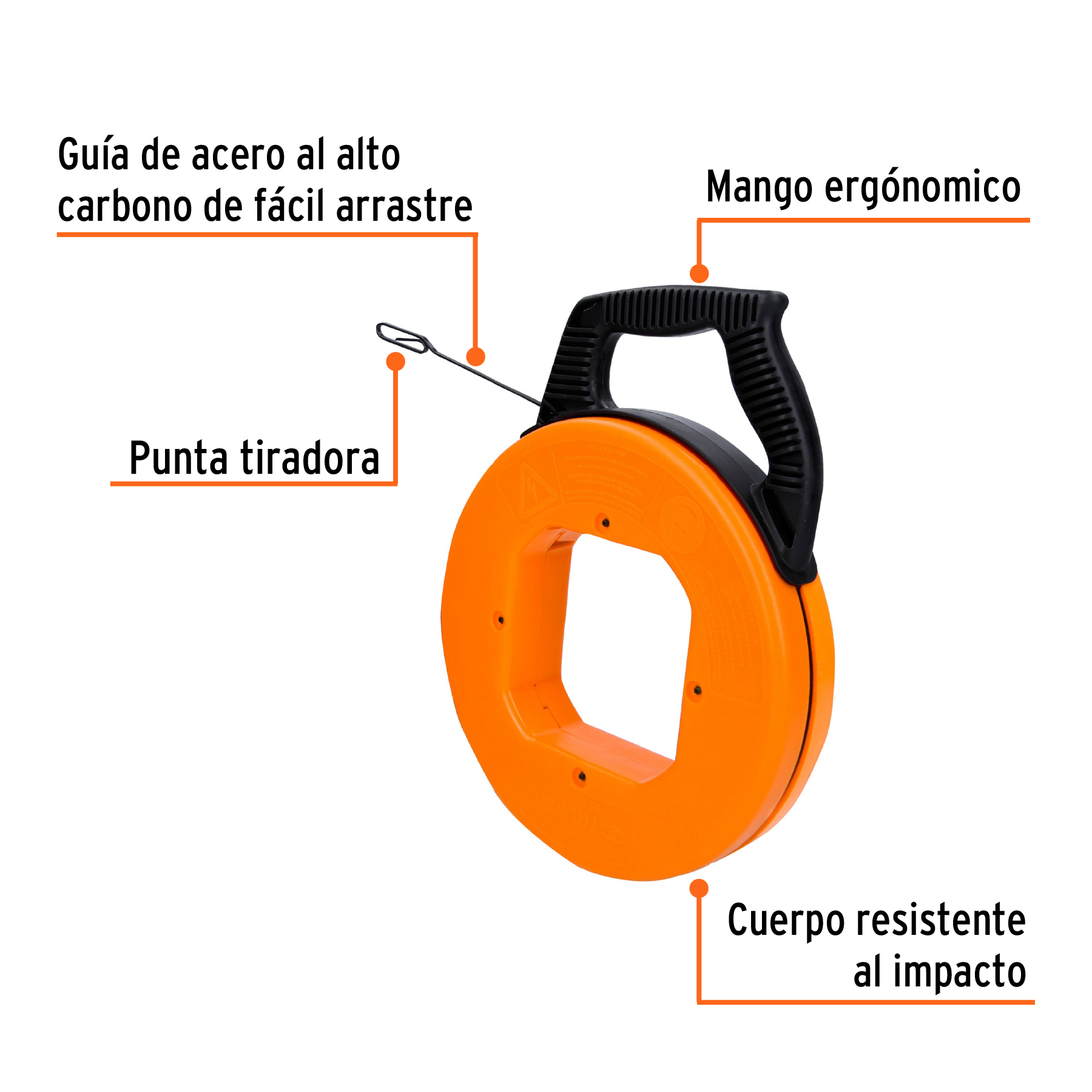 Guía de acero de 15 m para cable, con carrete, TRUPER TRUPER