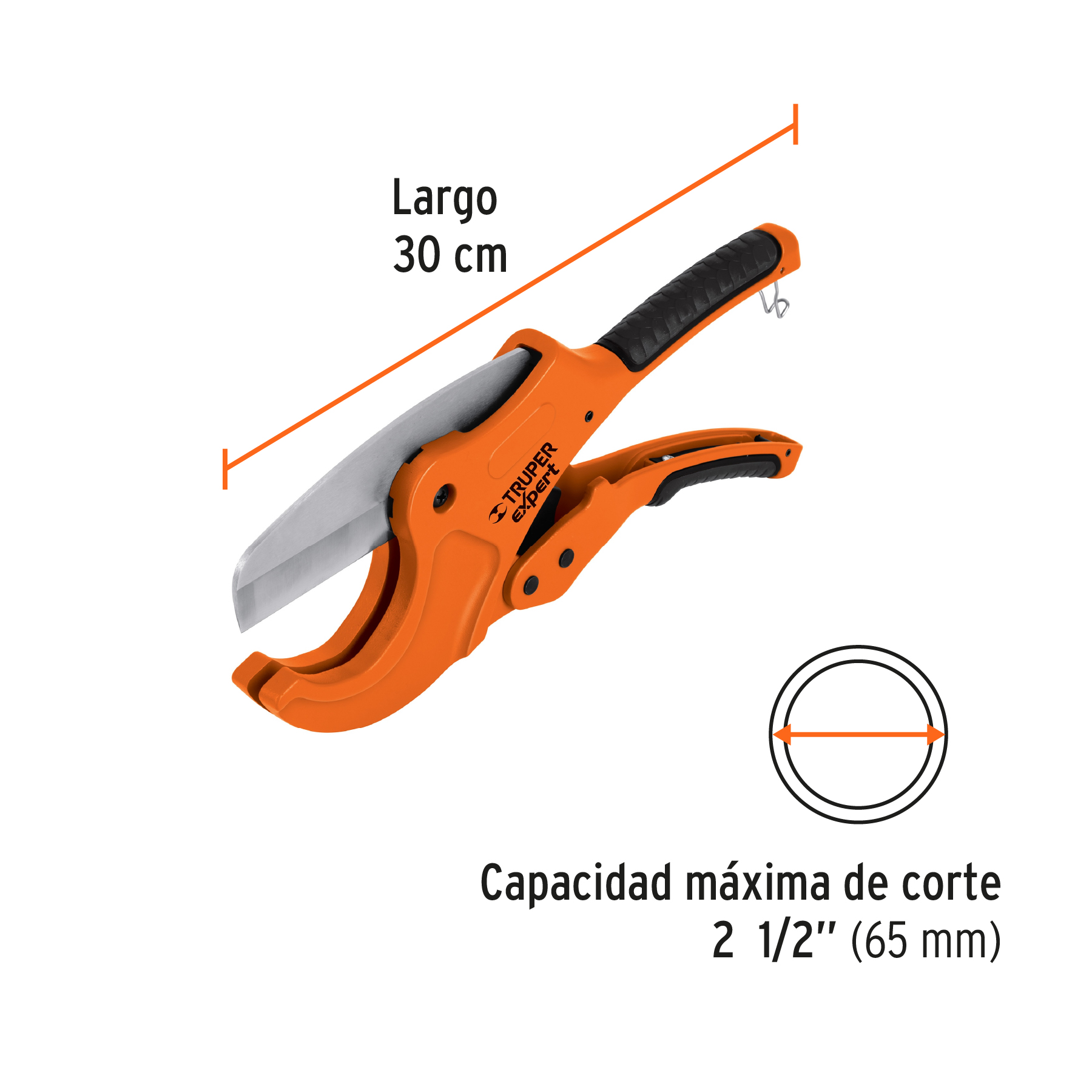 Cortador de tubo plástico, corte 2-1/2" (65 mm), EXPERT TRUPER