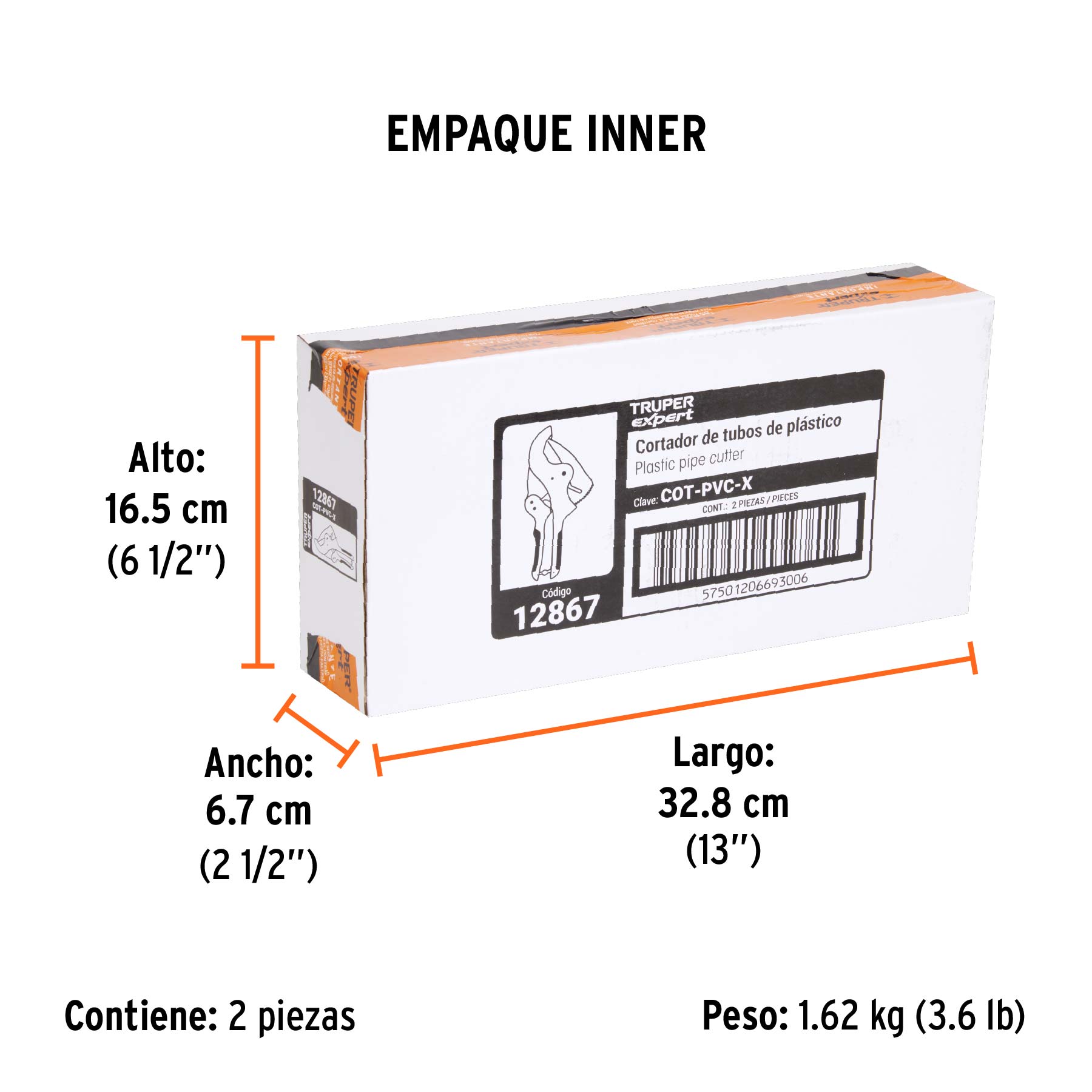 Cortador de tubo plástico, corte 2-1/2" (65 mm), EXPERT TRUPER