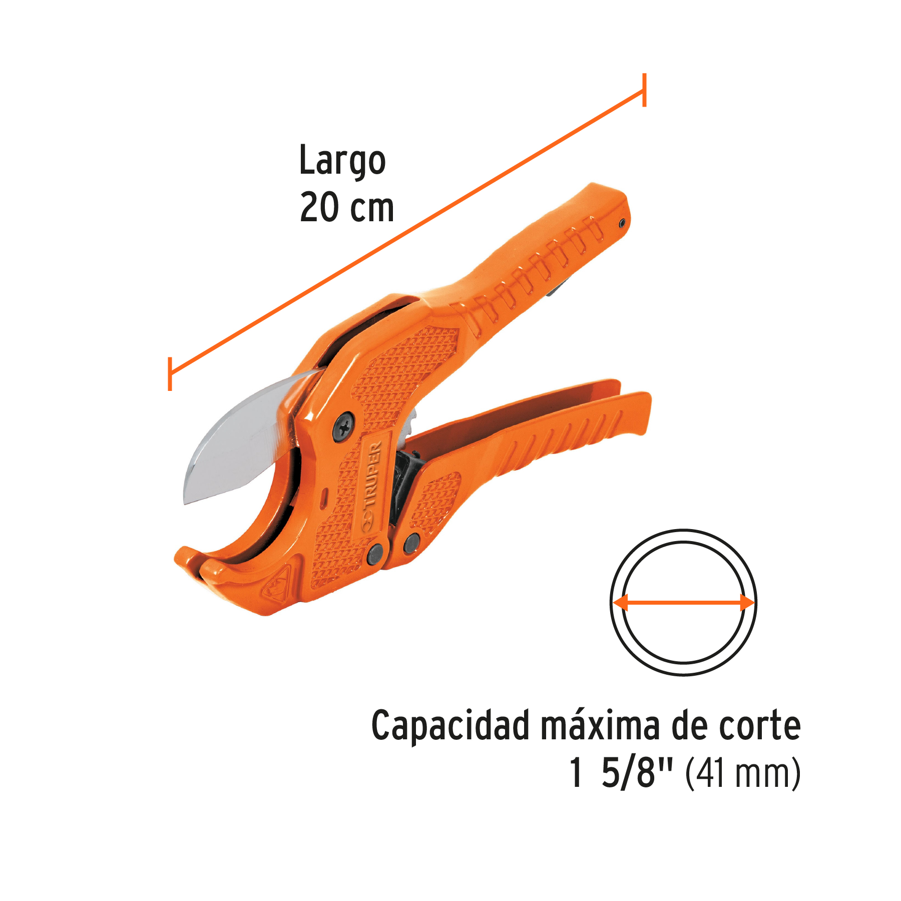 Cortador de tubo plástico, corte 1-5/8" (41 mm), TRUPER TRUPER