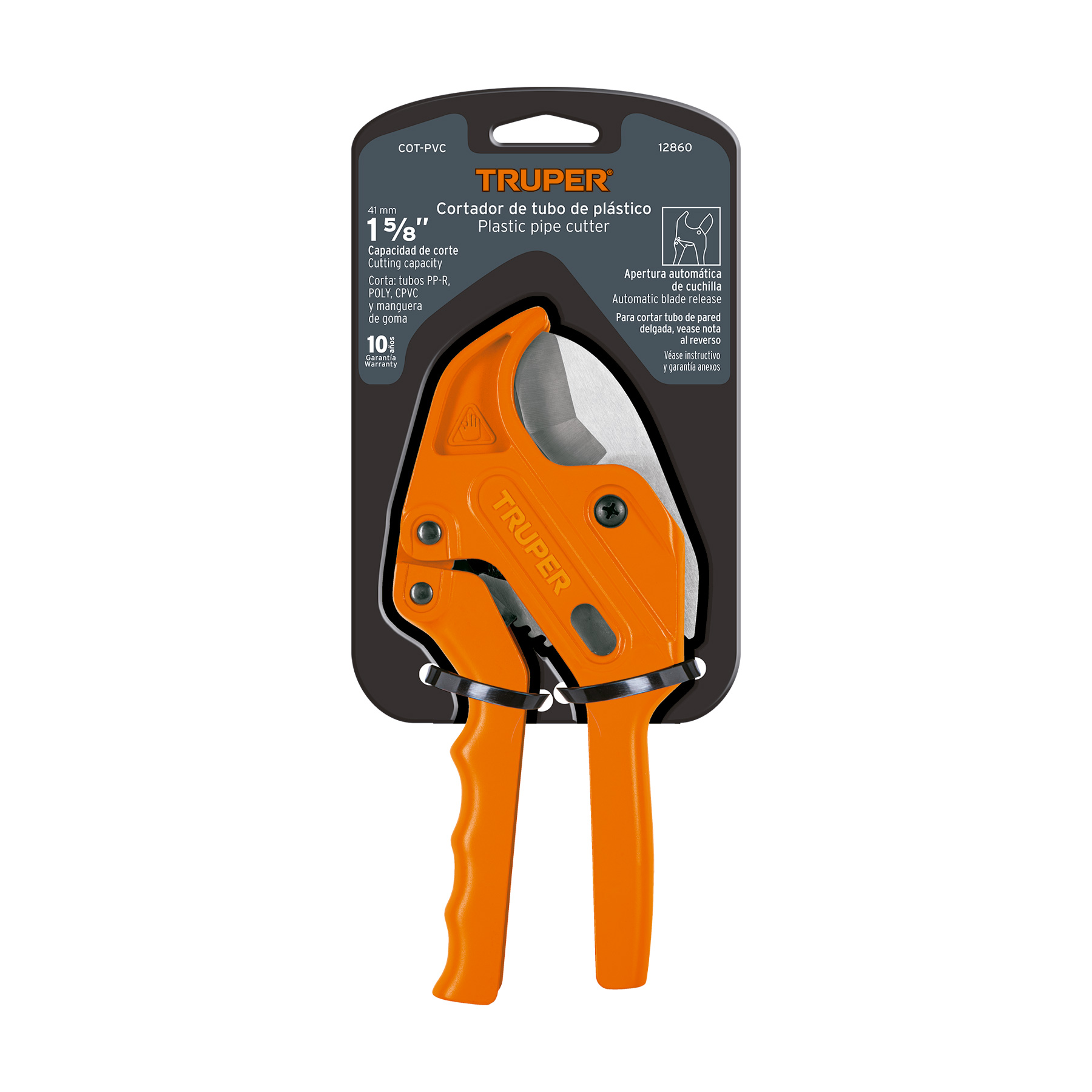 Cortador de tubo plástico, corte 1-5/8" (41 mm), TRUPER TRUPER