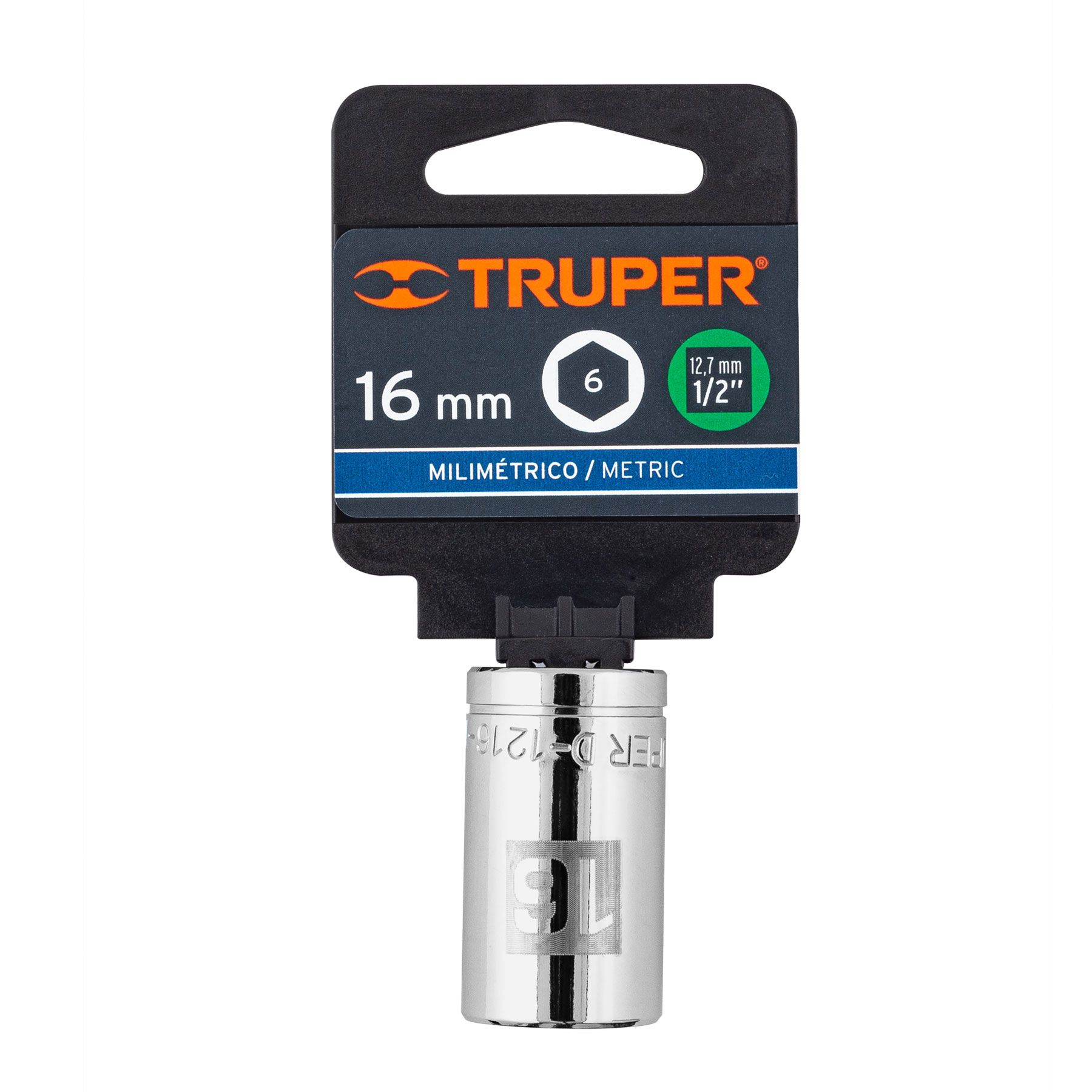 Dado de 16 mm, 6 puntas, cuadro 1/2", TRUPER TRUPER