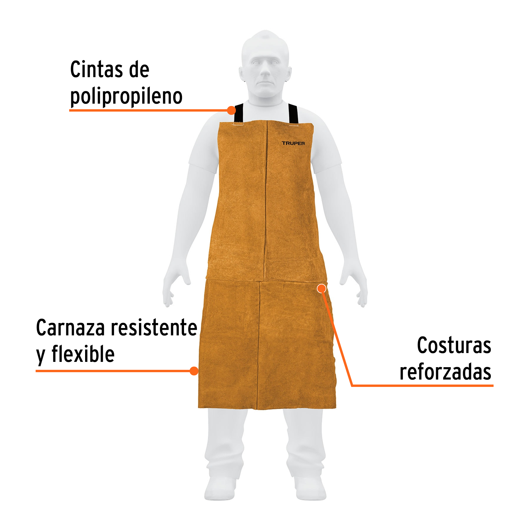 Protección para soldar, peto de carnaza, TRUPER TRUPER