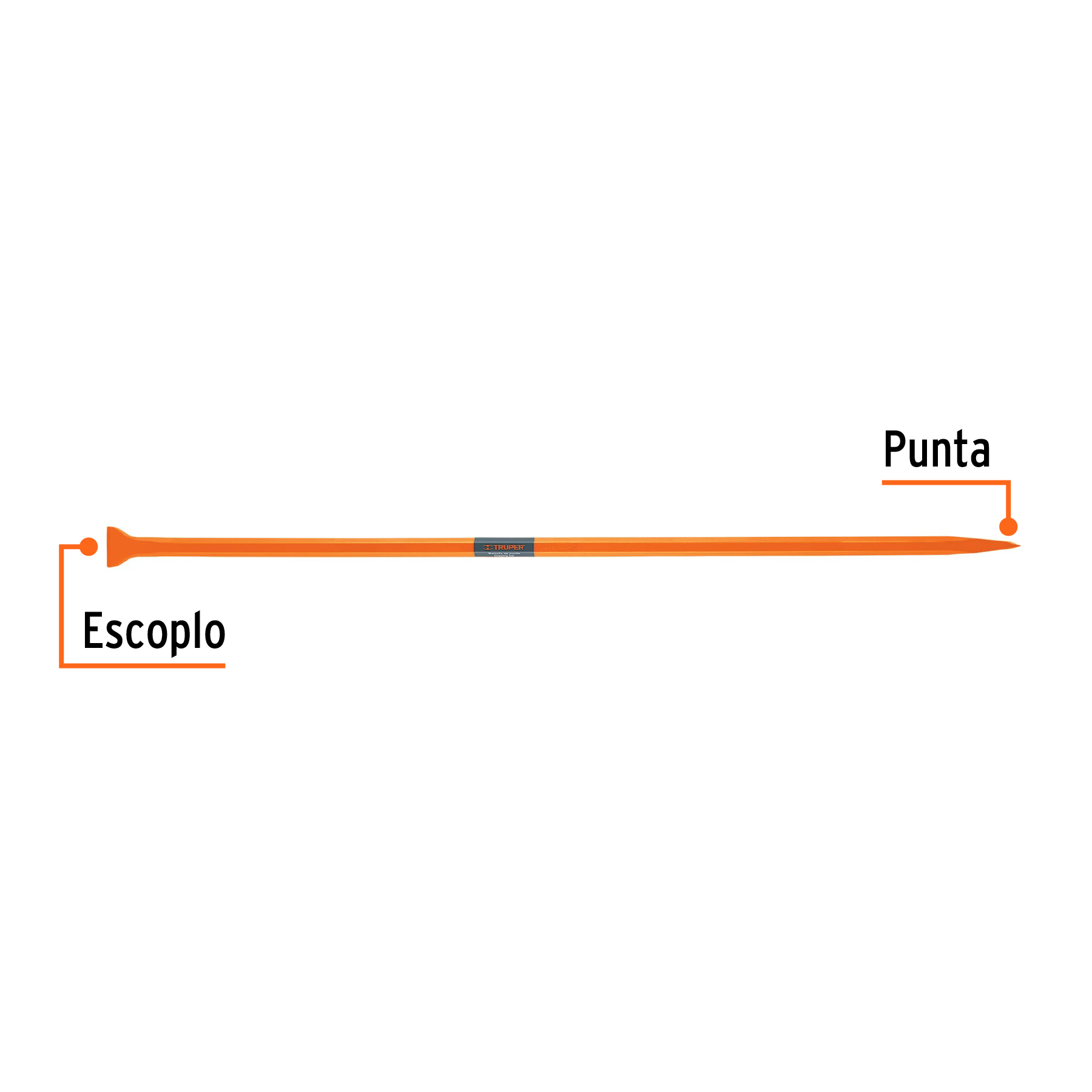 Barreta de punta de 1-1/4" x 175 cm, escoplo 80 mm, TRUPER TRUPER