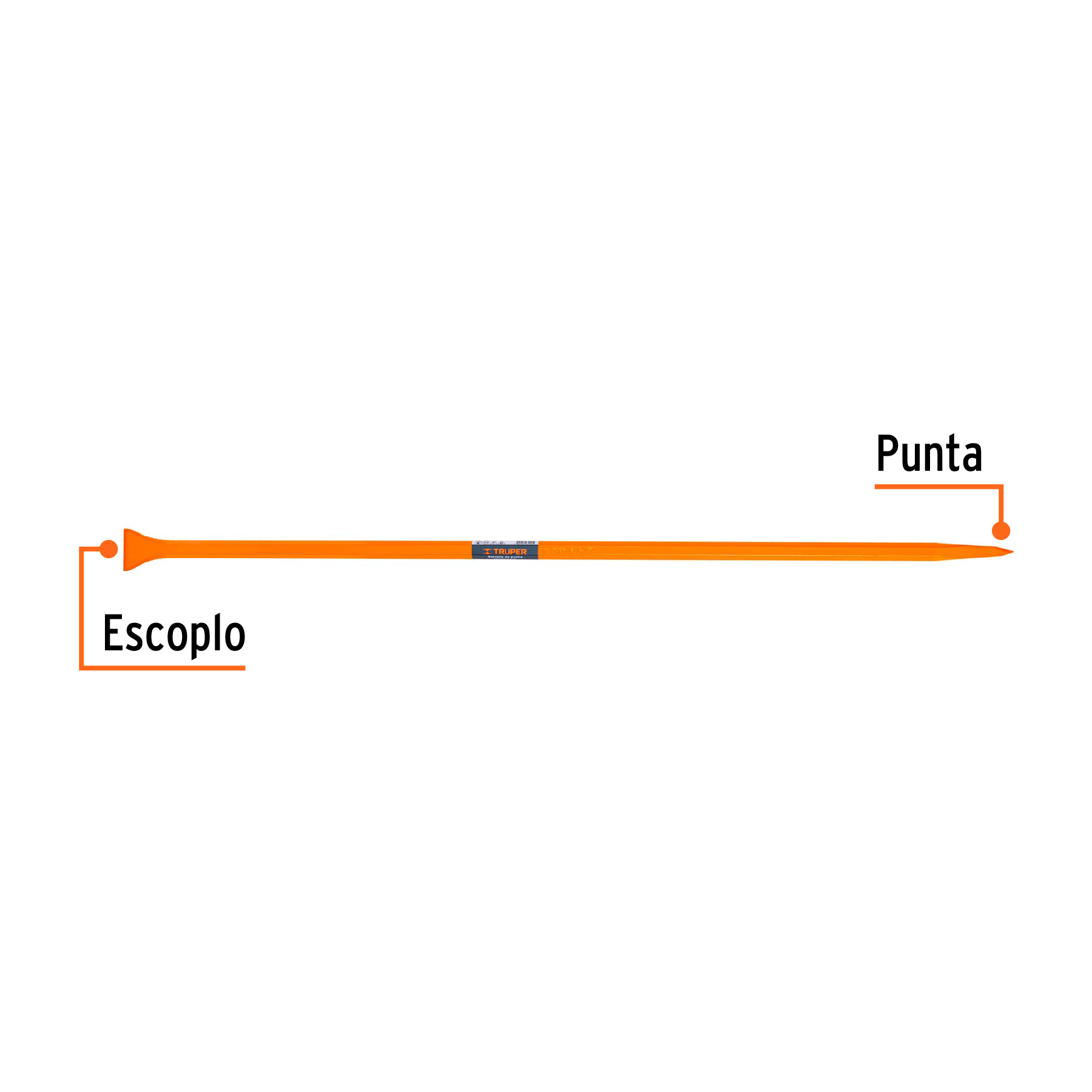 Barreta de punta de 1"x150 cm, escoplo 72 mm, TRUPER TRUPER