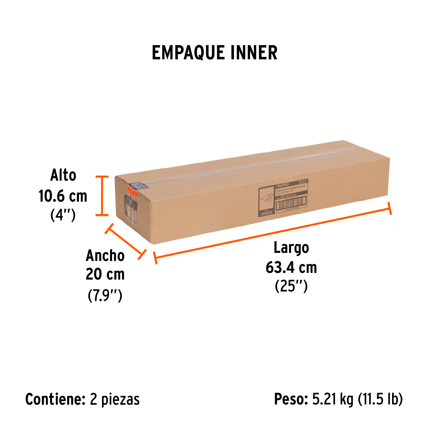 Línea vida absorbedor impacto doble brazo gancho grande,ANSI TRUPER