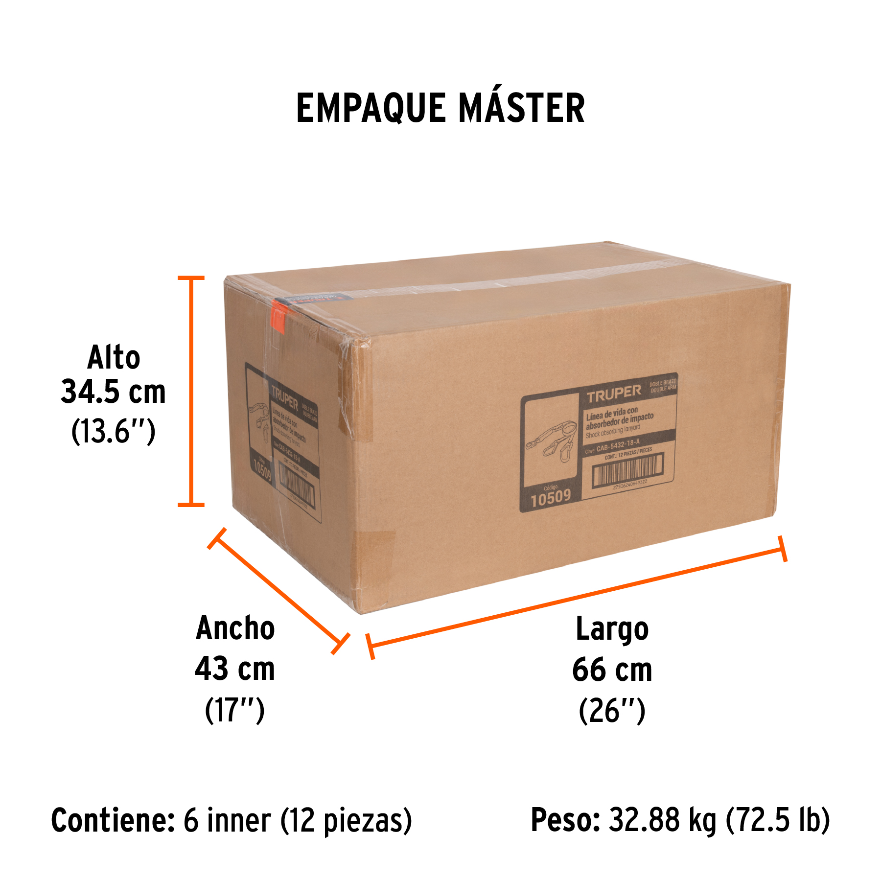 Línea vida absorbedor impacto doble brazo gancho grande,ANSI TRUPER