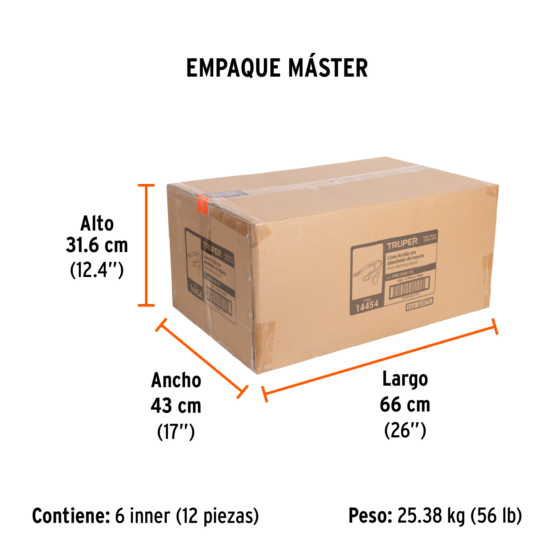 Línea de vida absorbedor impacto, doble brazo, gancho grande TRUPER