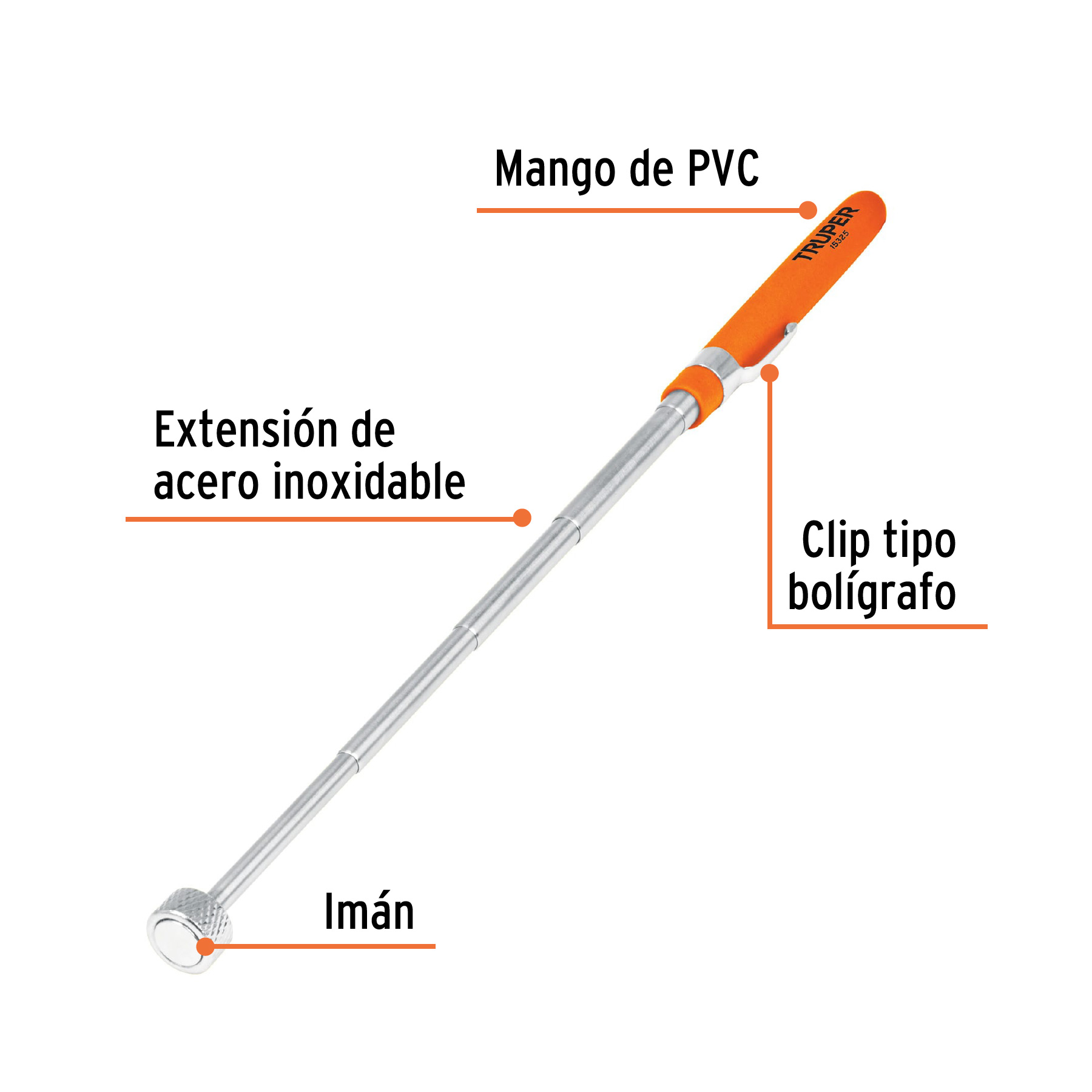 Imán extensible de acero inoxidable, 3.6 kg, TRUPER TRUPER