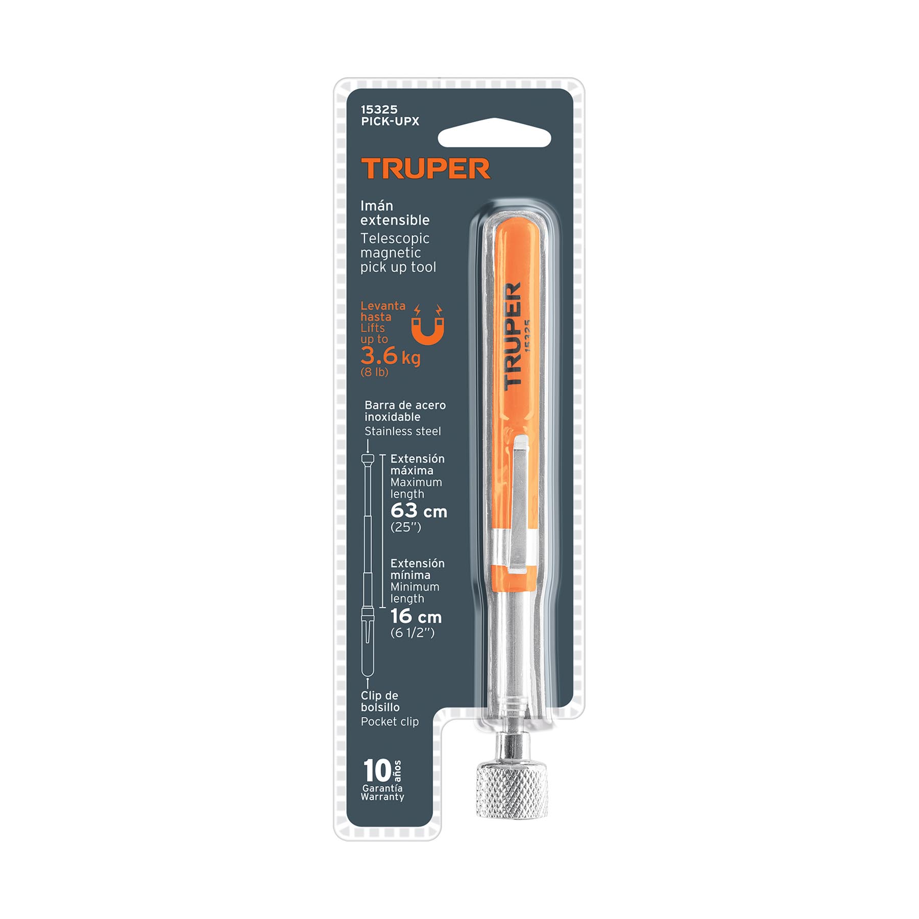Imán extensible de acero inoxidable, 3.6 kg, TRUPER TRUPER