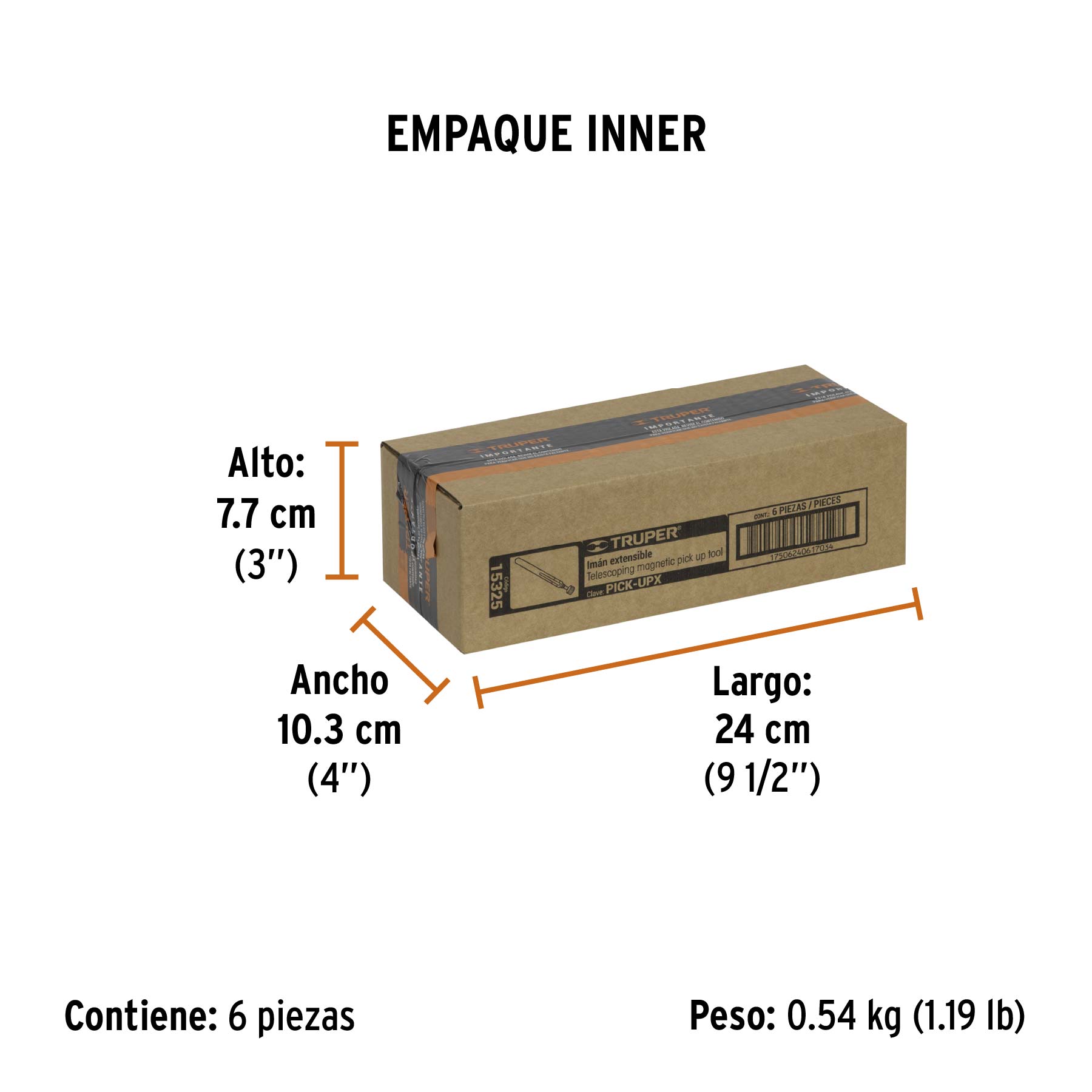Imán extensible de acero inoxidable, 3.6 kg, TRUPER TRUPER