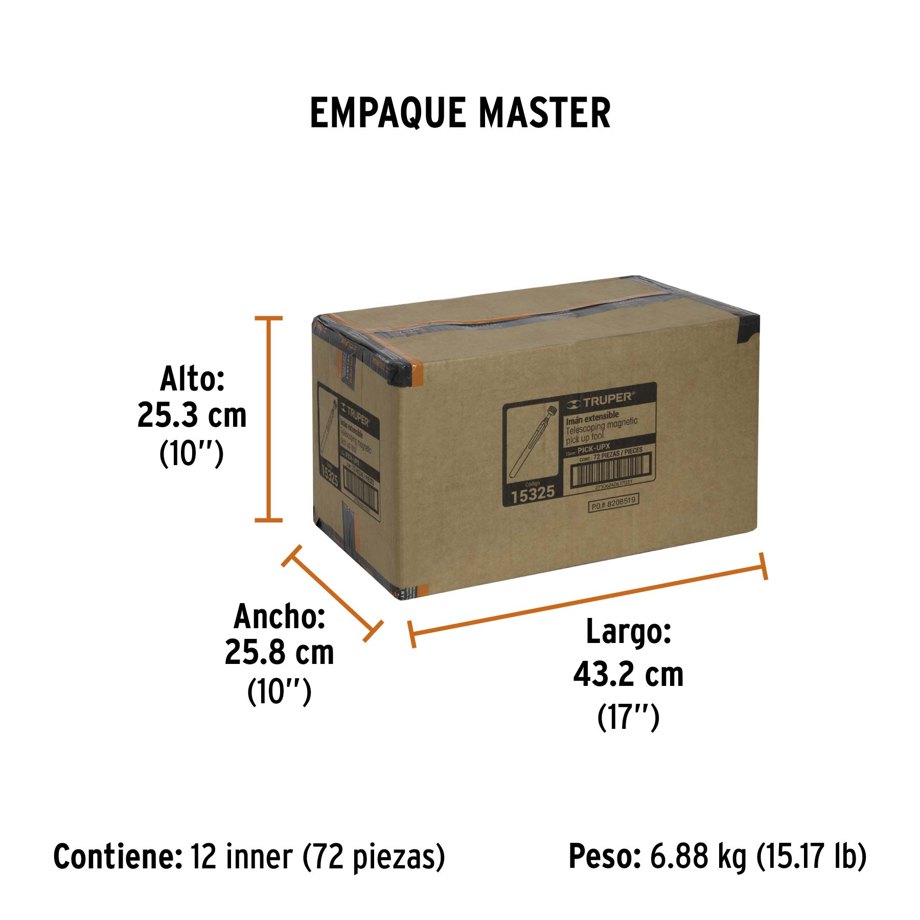 Imán extensible de acero inoxidable, 3.6 kg, TRUPER TRUPER