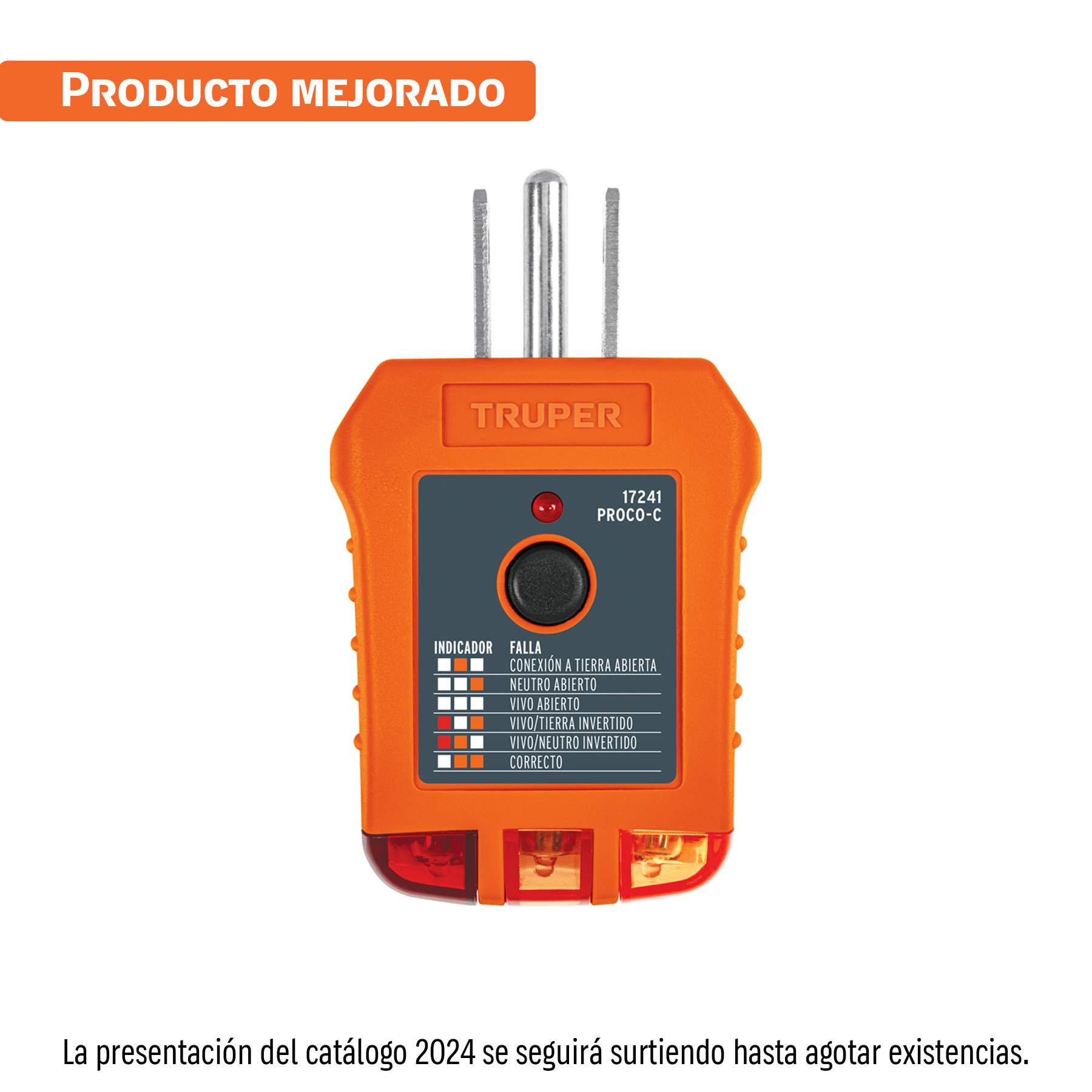 Probador de tomacorriente, corriente alterna, TRUPER TRUPER