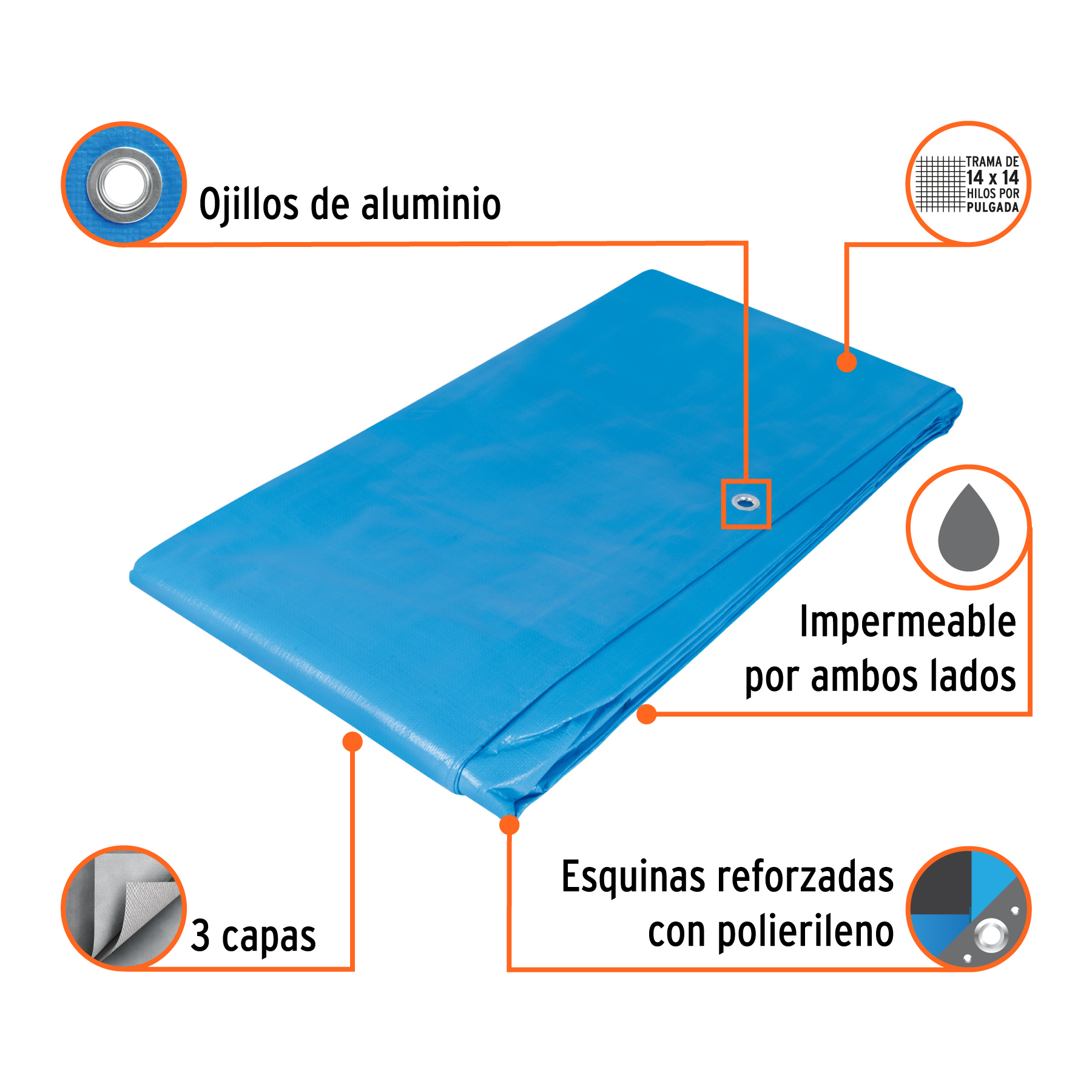 Lona de polietileno reforzada 4 x 6 m, azul, 180g/m2, TRUPER TRUPER