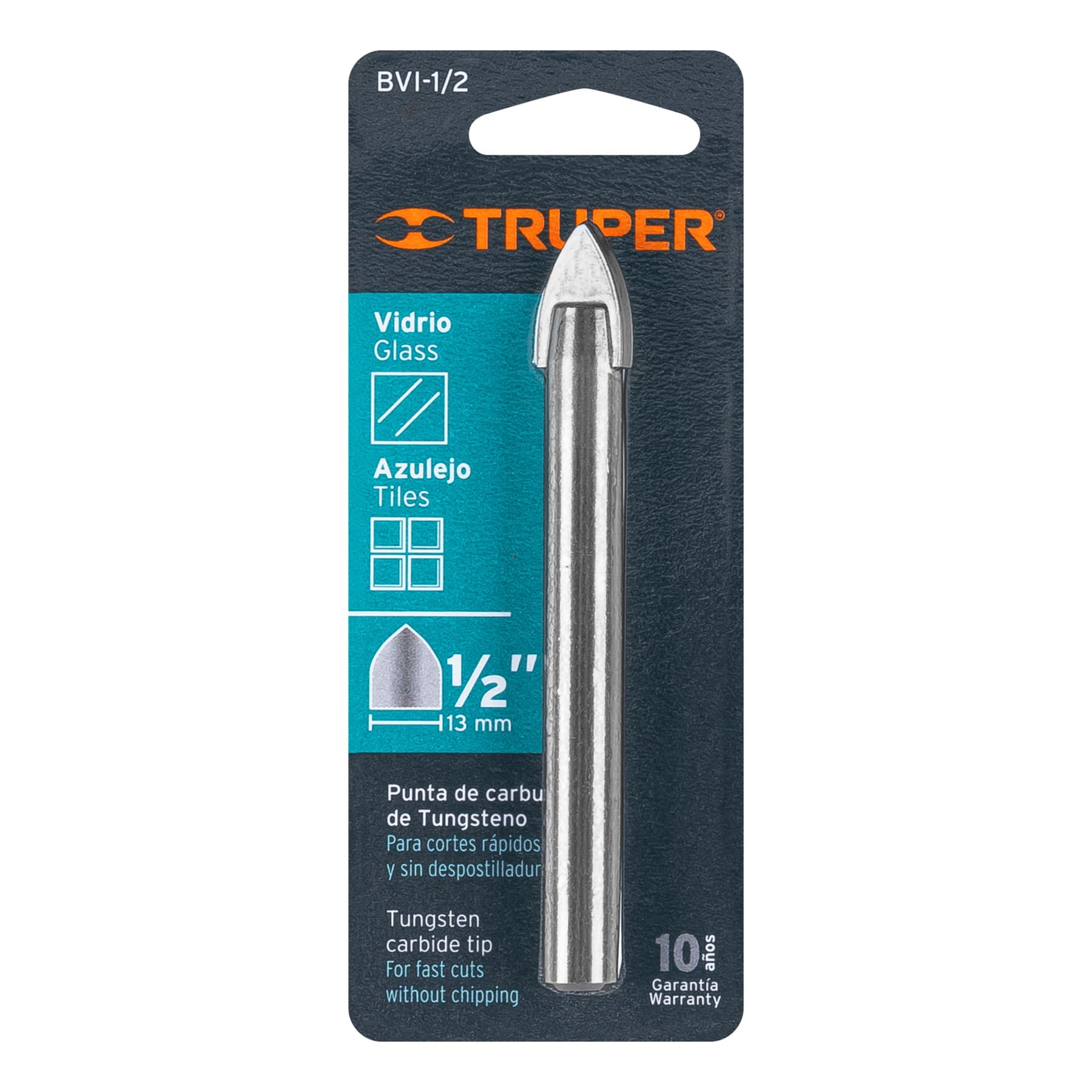 Broca para vidrio y azulejo de 1/2", TRUPER TRUPER
