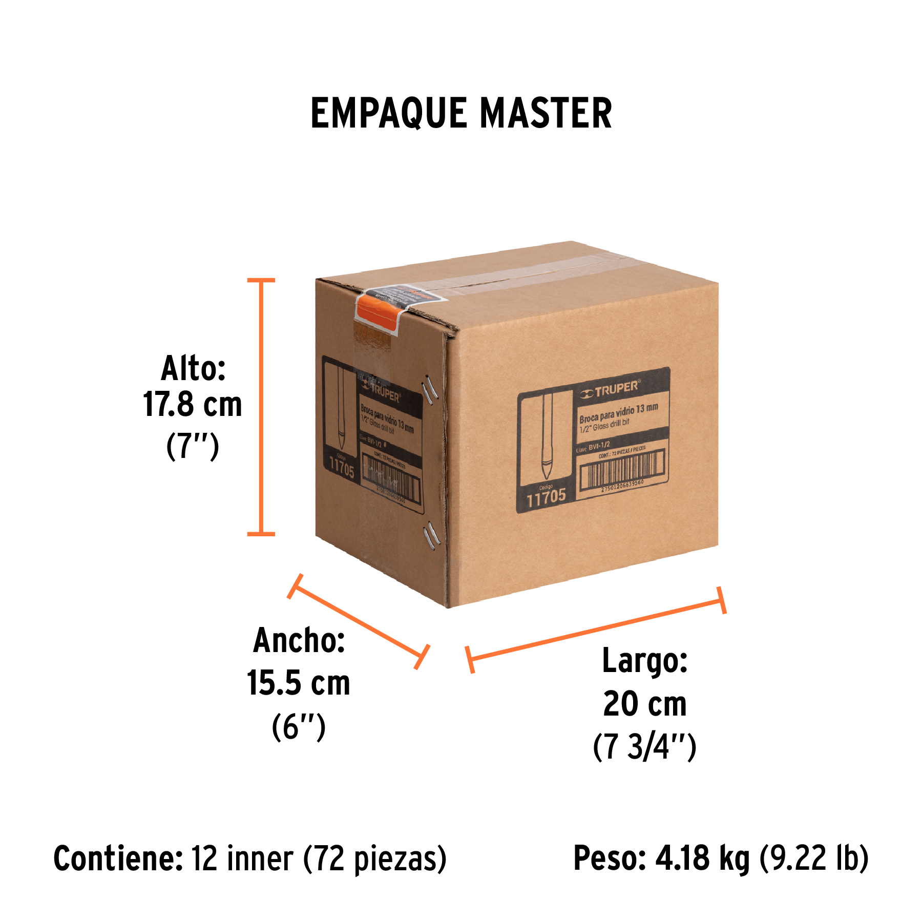 Broca para vidrio y azulejo de 1/2", TRUPER TRUPER