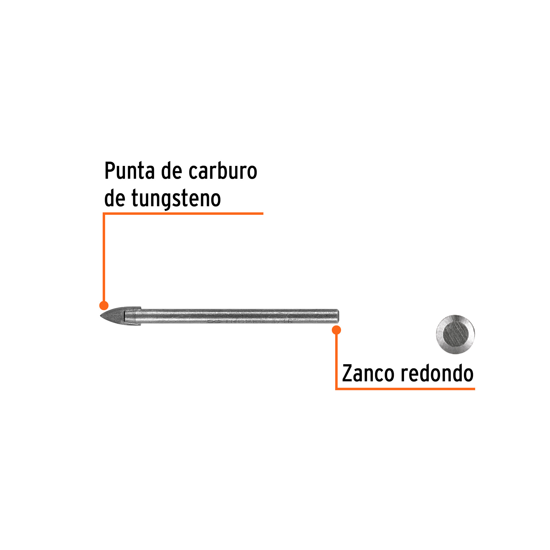 Broca para vidrio y azulejo de 3/16", TRUPER TRUPER